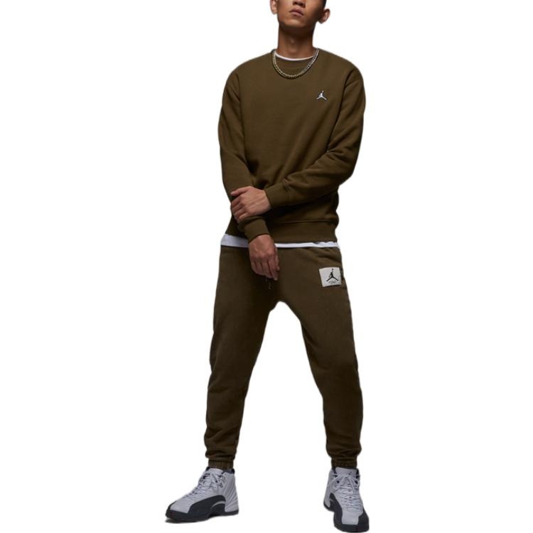 Air Jordan Fleece Crewneck Top 'Olive' FB7656-361 - 4