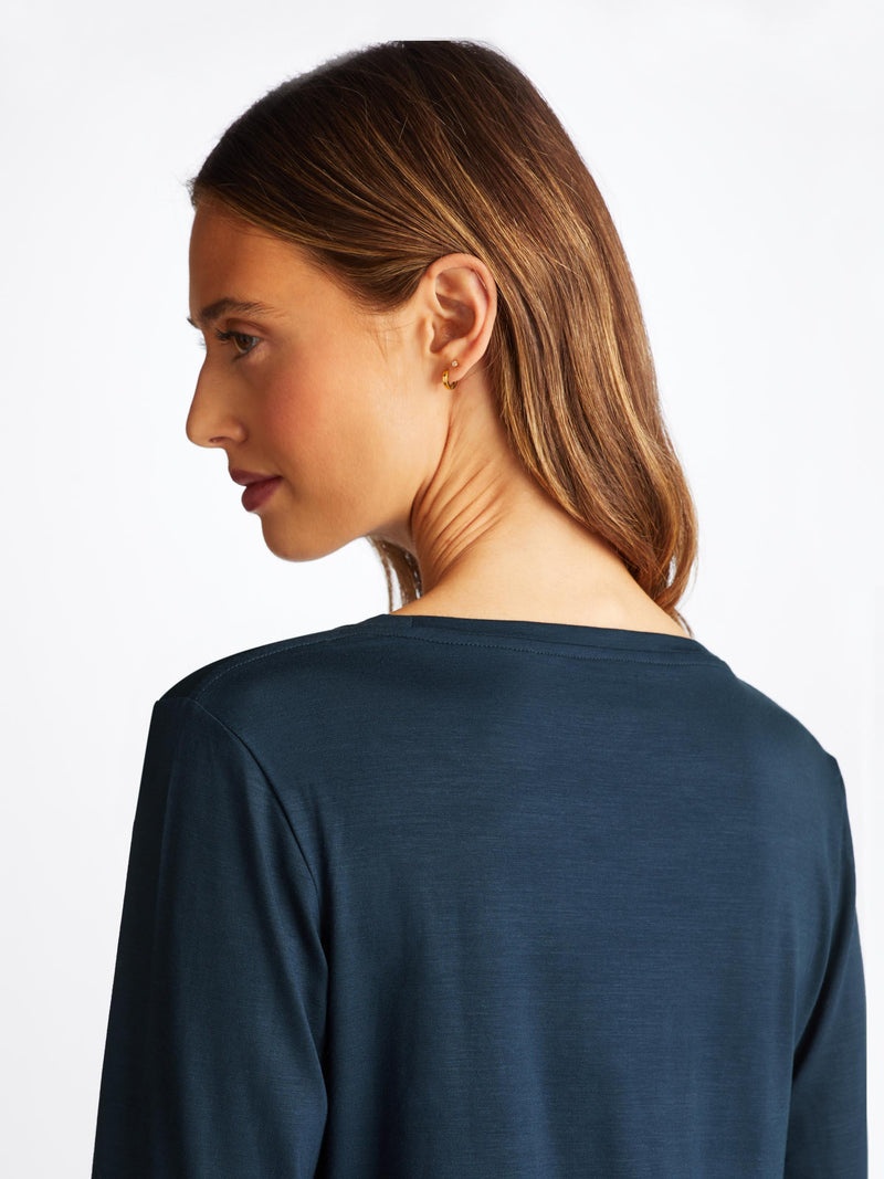 Women's Long Sleeve T-Shirt Lara Micro Modal Stretch Navy - 5