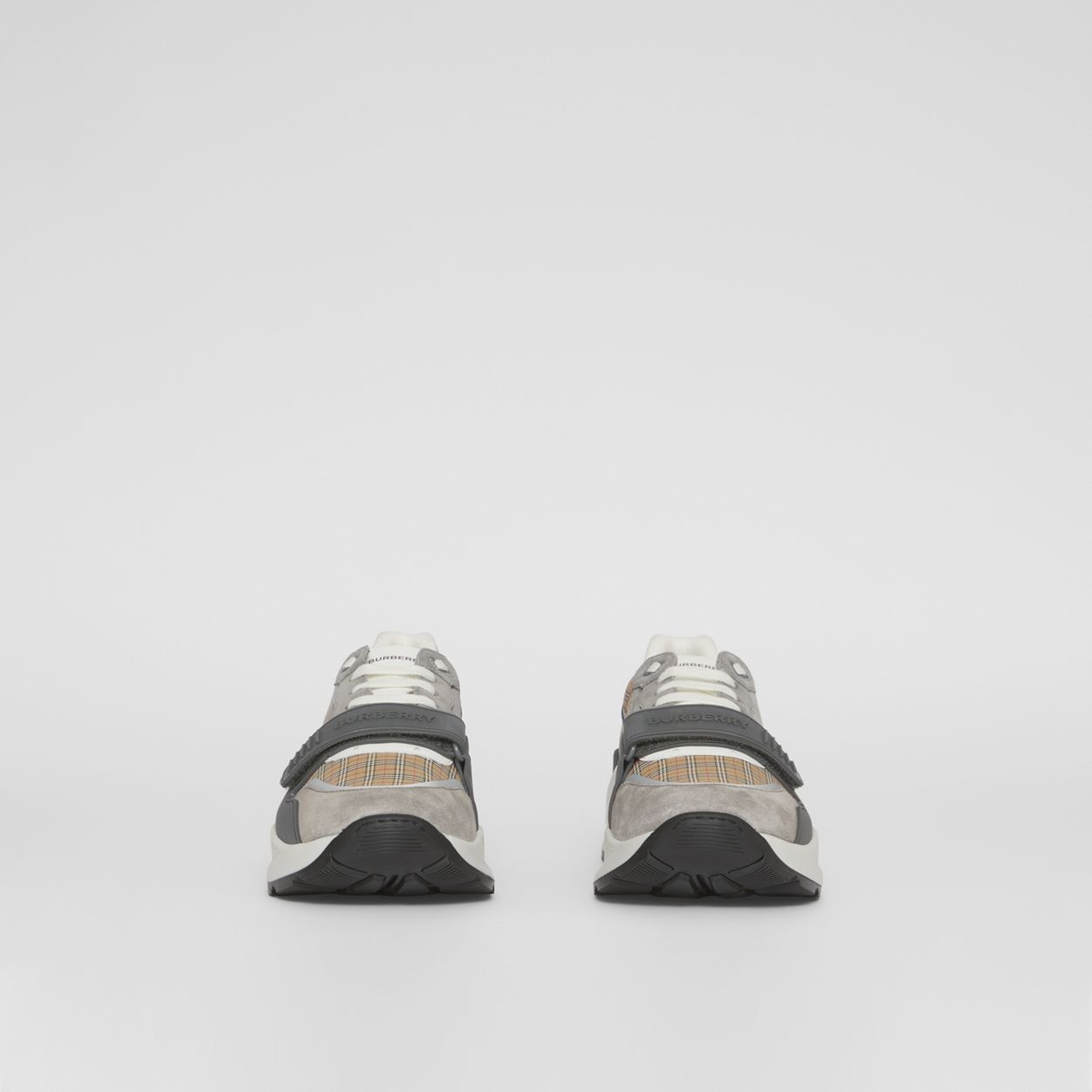 Check, Suede and Leather Sneakers - 4
