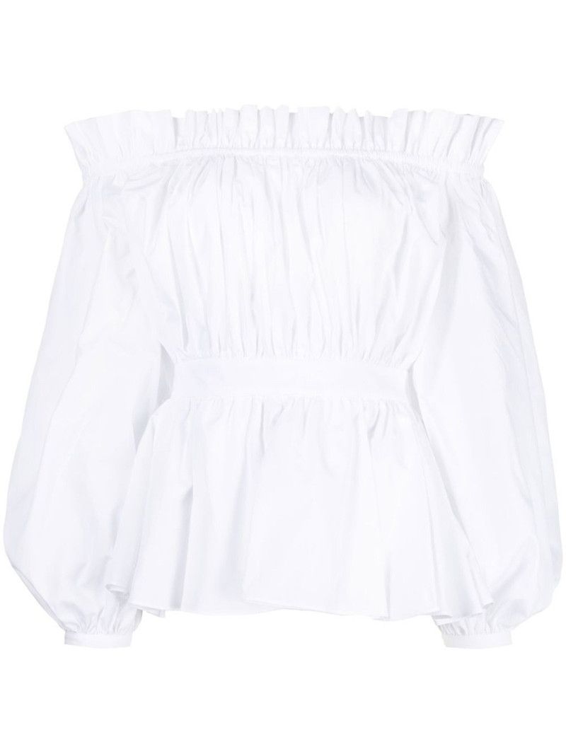 off-shoulder 면 블라우스 - 1