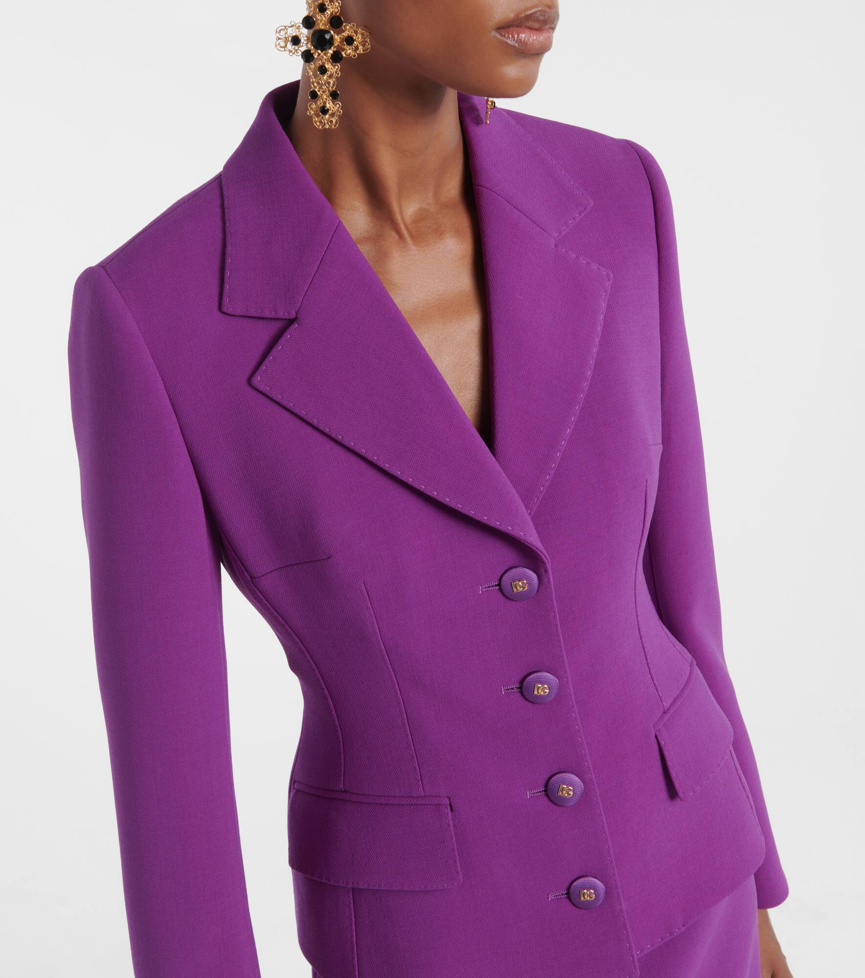 Virgin wool crêpe blazer - 5
