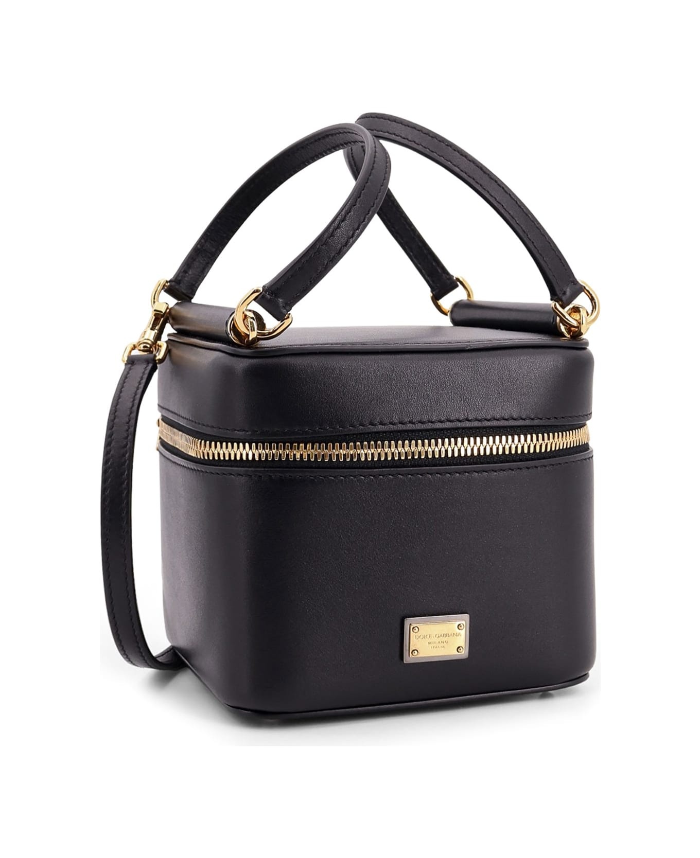 Black Leather Sicily Cube Handbag - 3