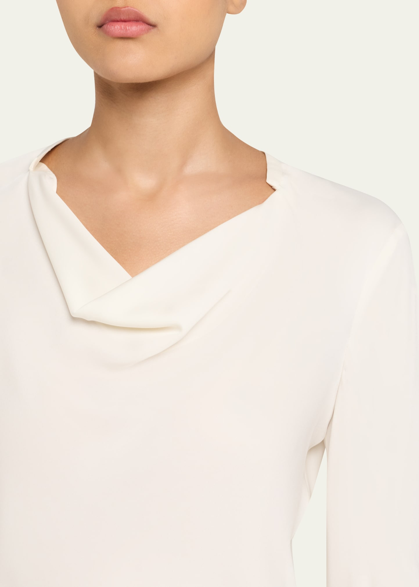 Draped Long-Sleeve Silk Blouse - 5