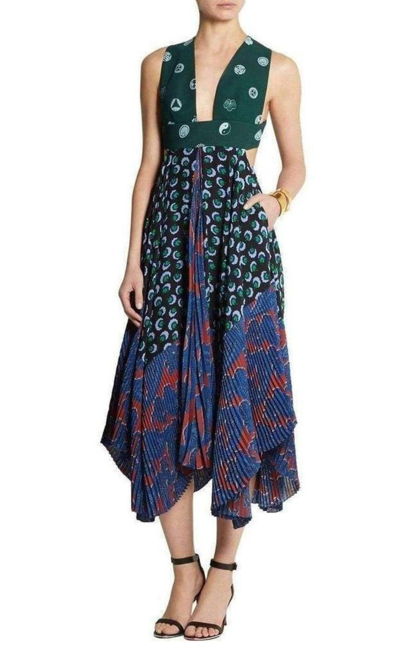 Caroline asymmetric printed silk and crepe dress - 3