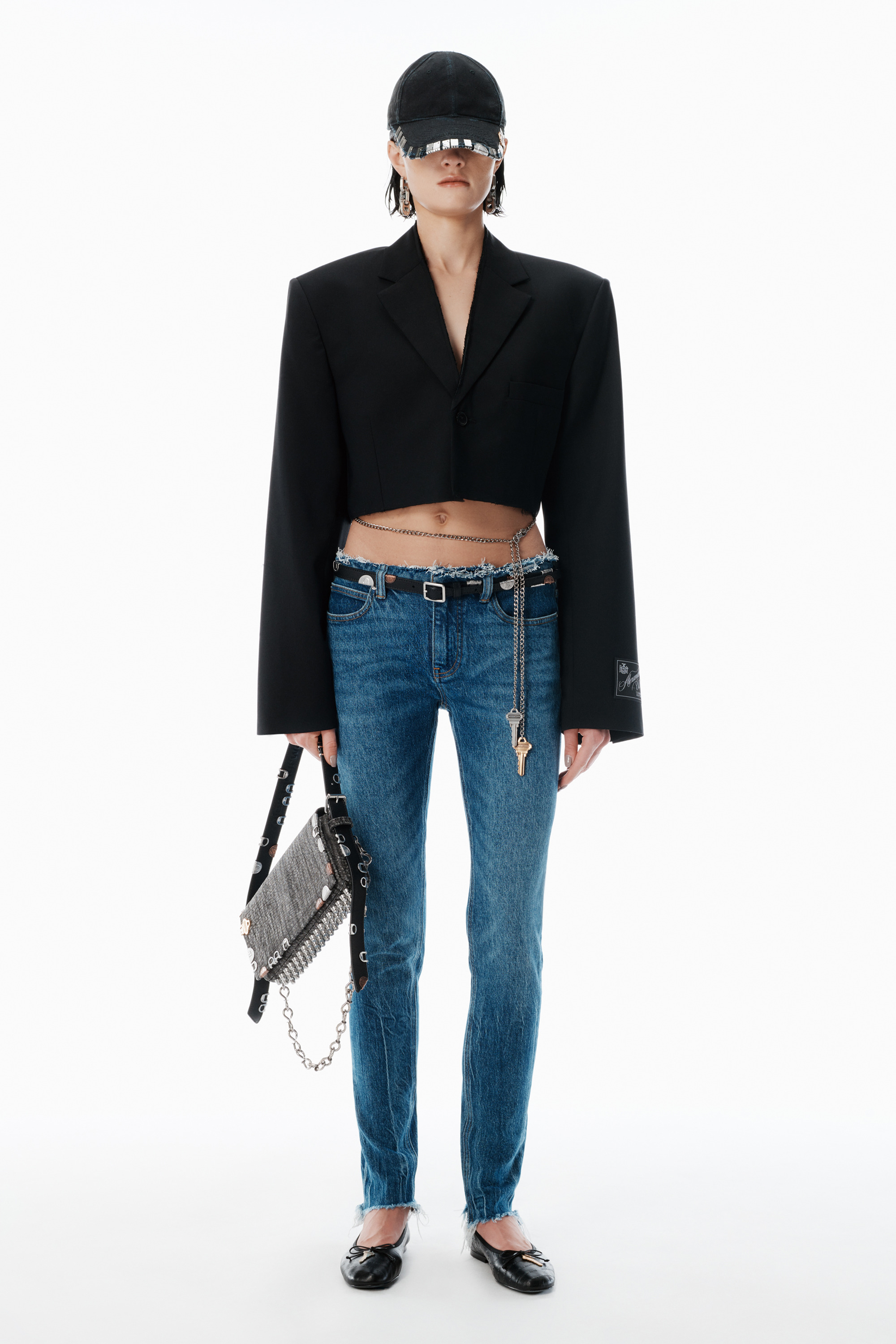 Black Wool-Blend Raw-Edged Blazer - 2