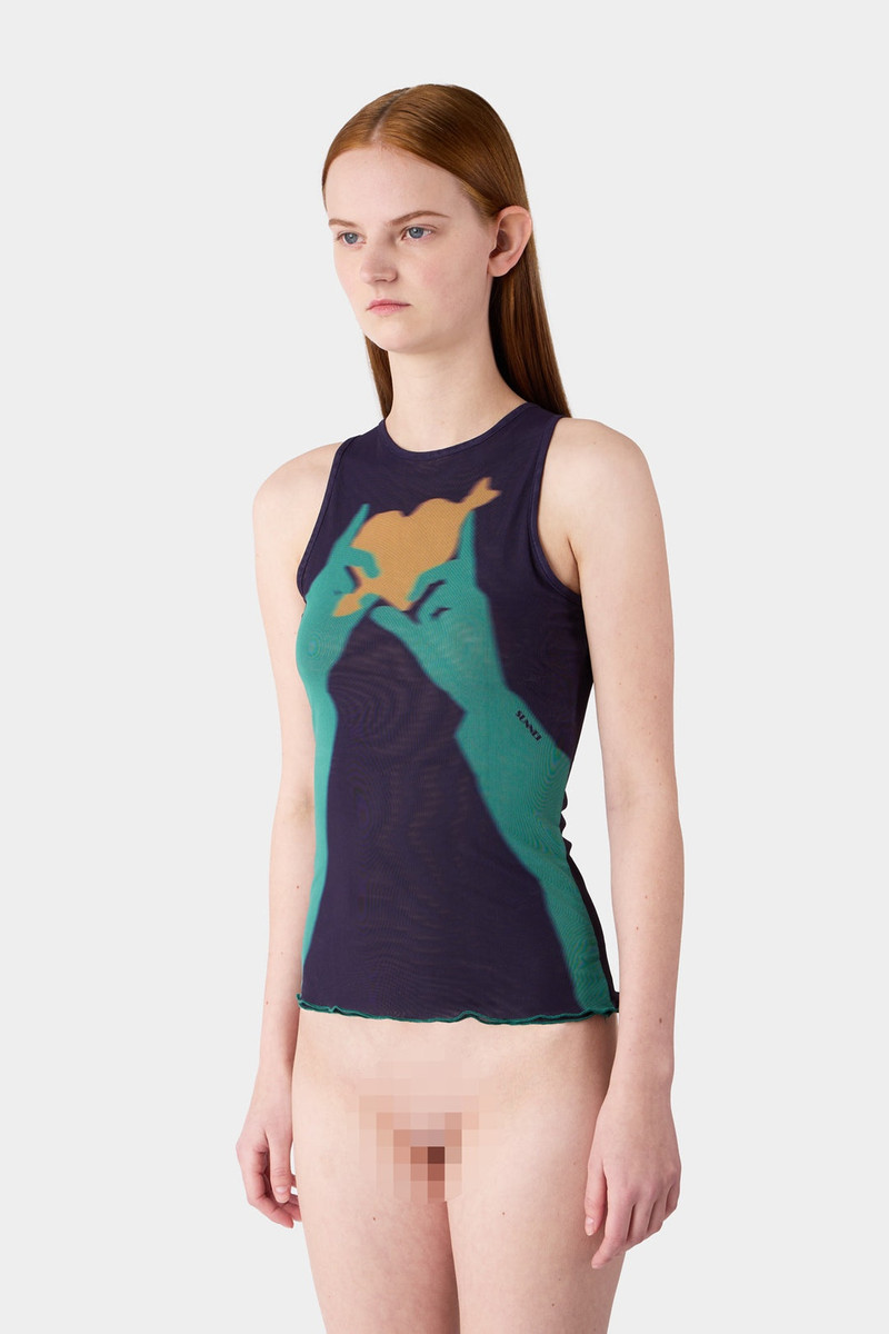 'CUORE DI PIETRA' TULLE TOP / dark blue 1