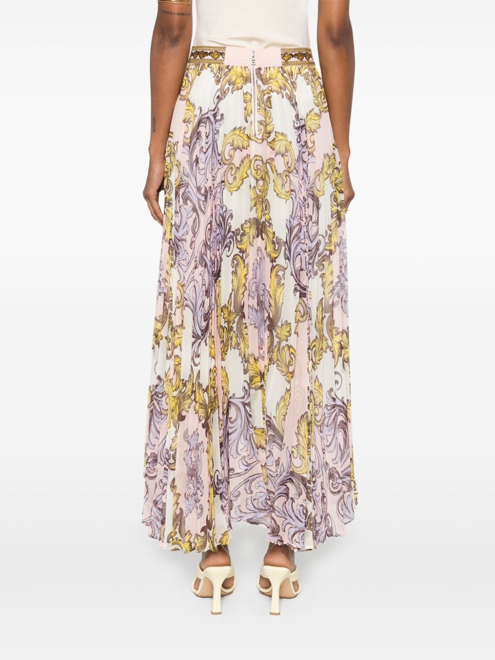embroidered-waistband maxi skirt - 4