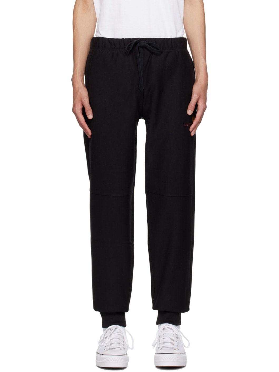 Black Embroidered Sweatpants - 1