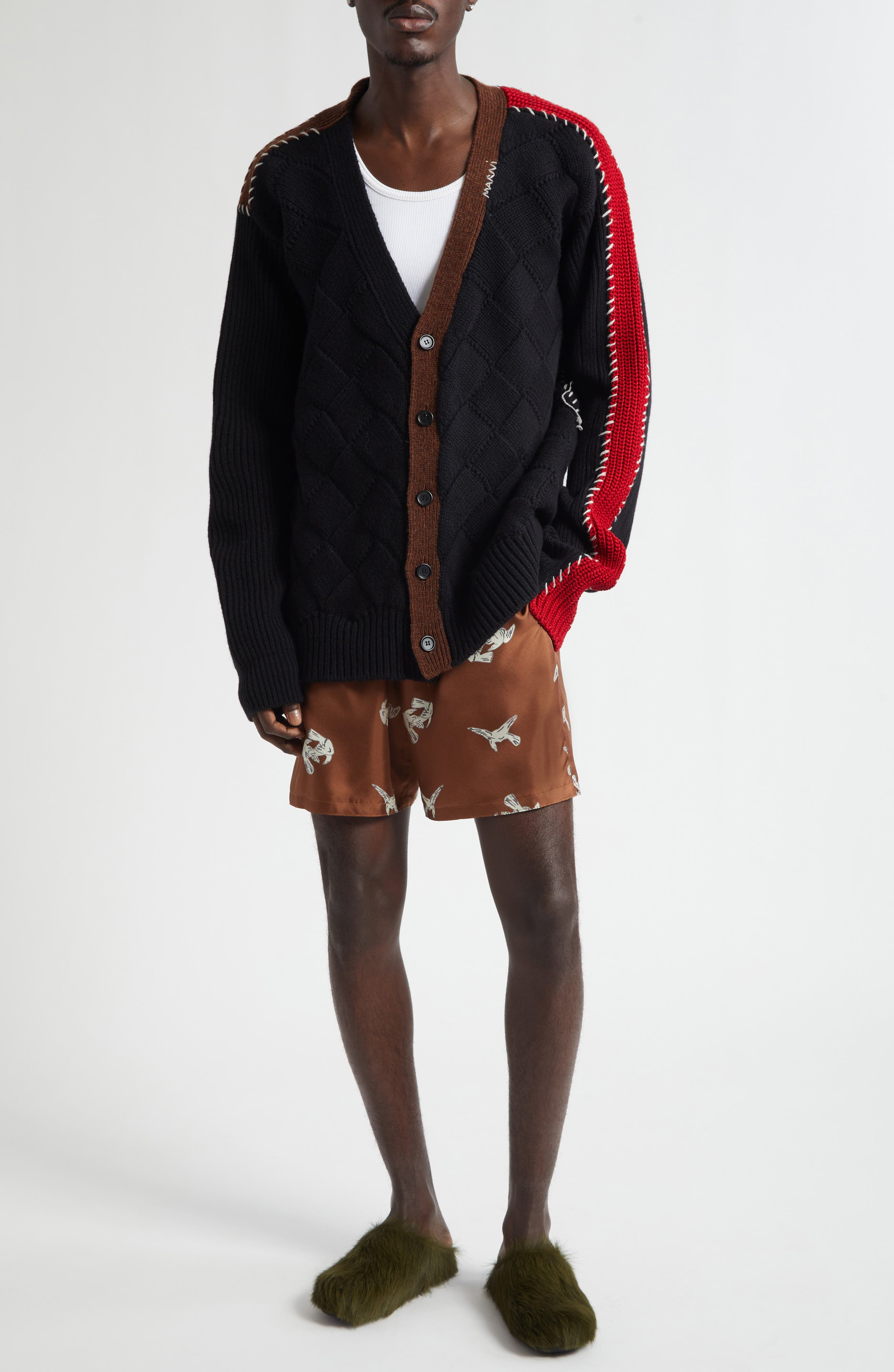 Marni Mended Colorblock Cardigan in Black at Nordstrom - 2