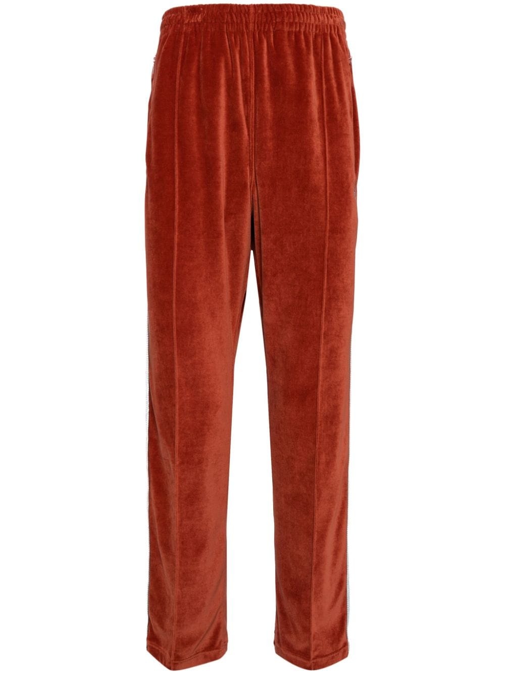 logo-embroidered velour track pants - 1