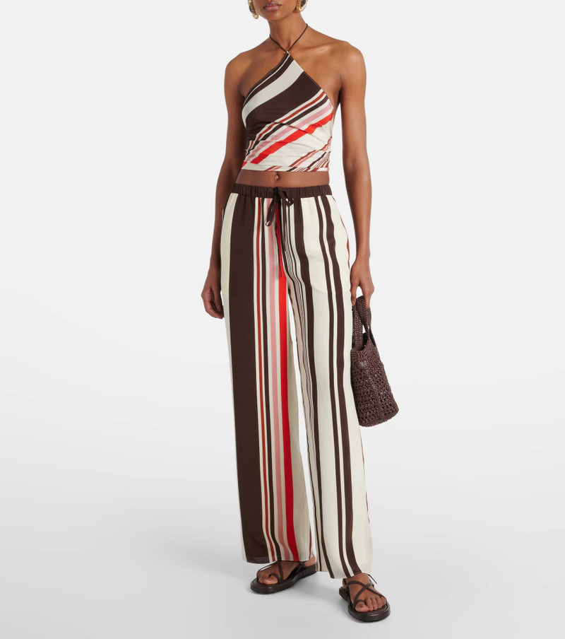 SIR. Thistle striped open-back silk satin top outlook