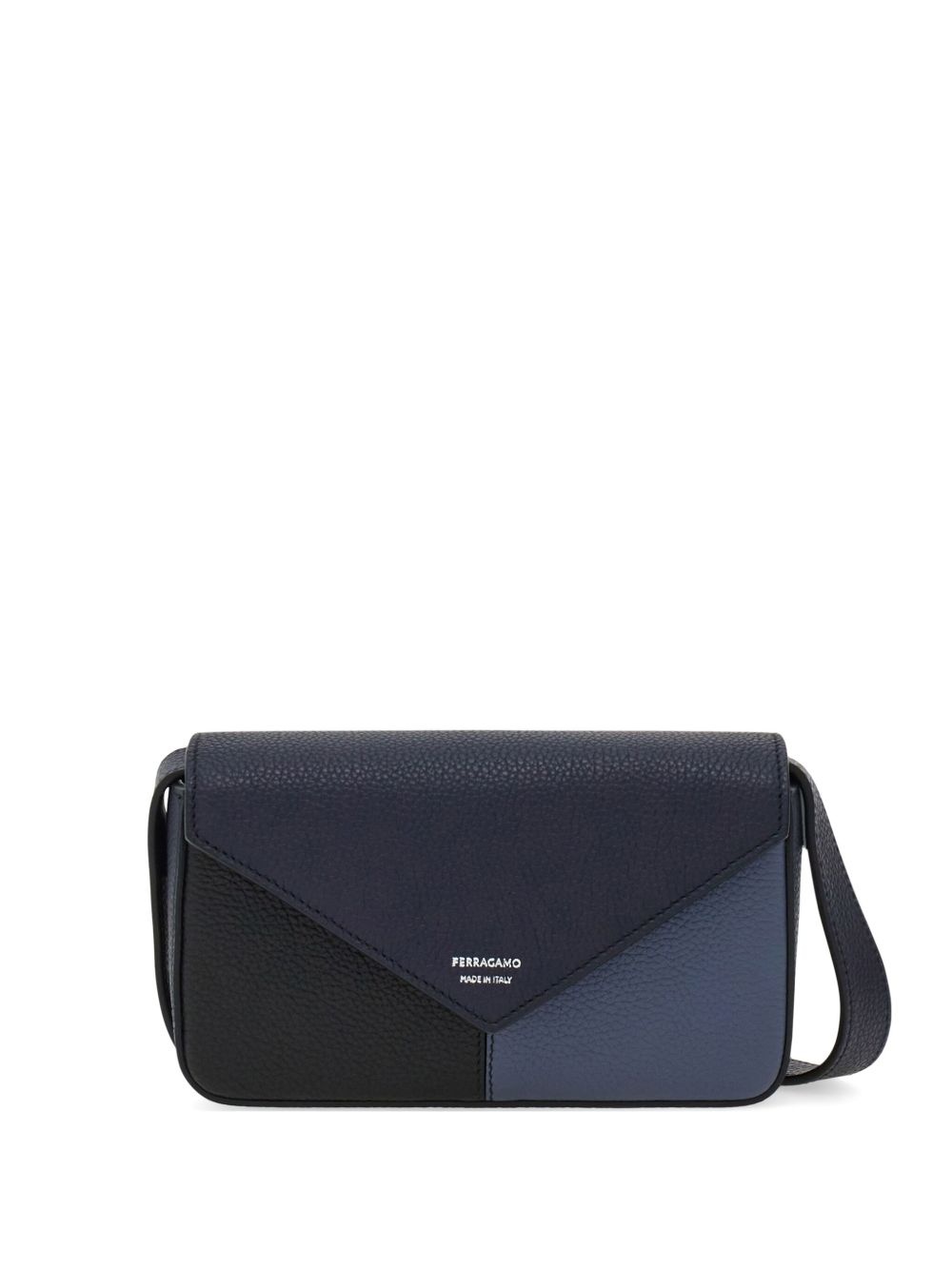 colour-block leather shoulder bag - 1