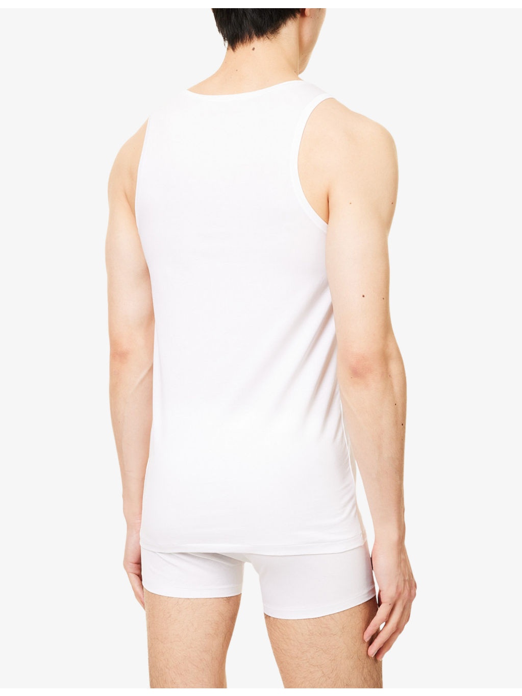 Sleeveless Regular-Fit Stretch-Cotton Vest - 3