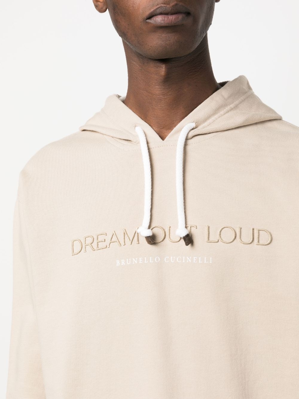 embroidered-slogan cotton hoodie - 5