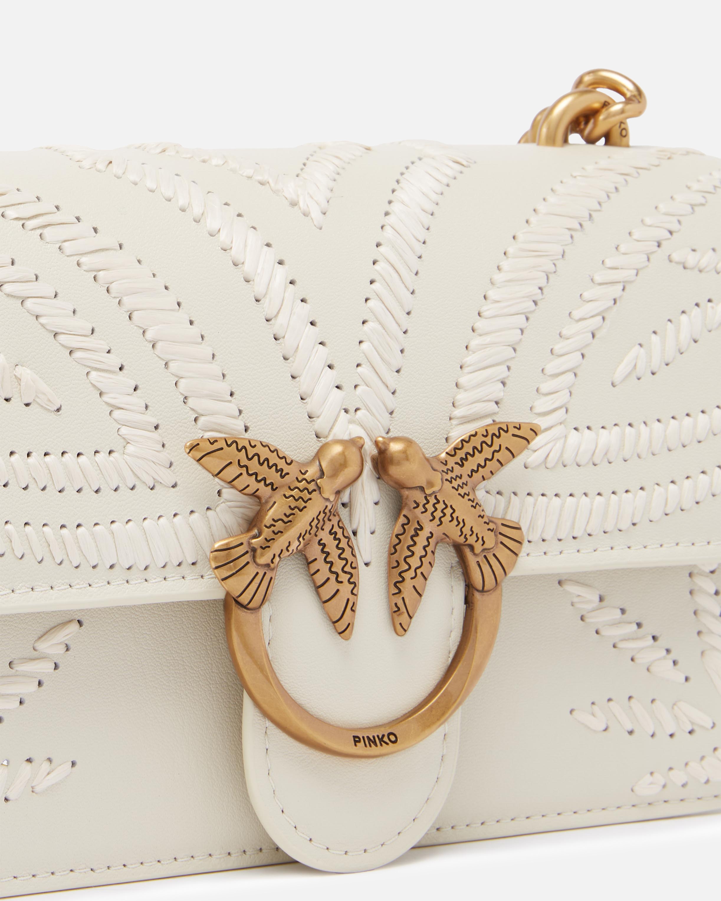 MINI LOVE BAG SMALL SHOULDER BAG WITH RAFFIA EMBROIDERY - 3