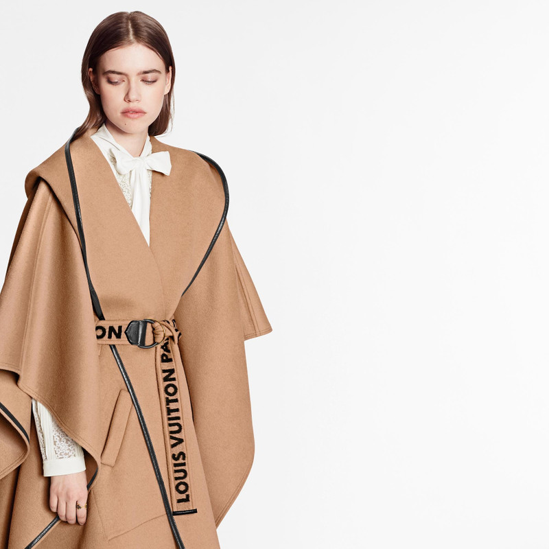 Hooded Cape Coat With Belt 3