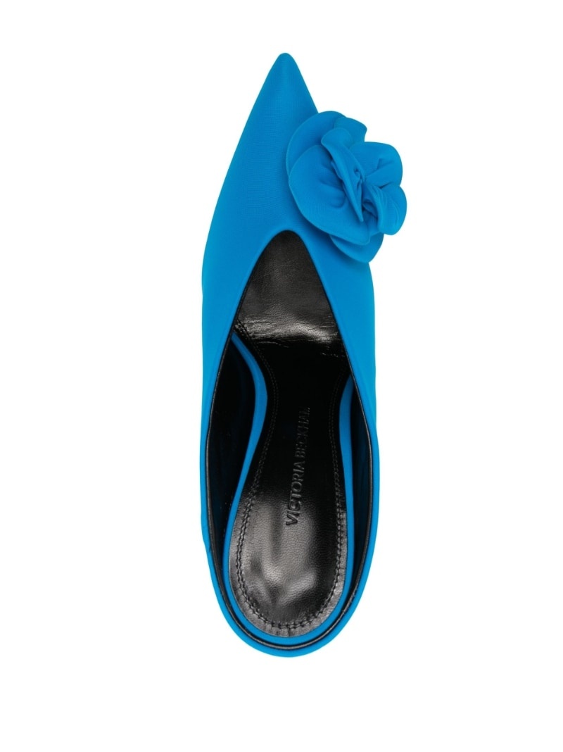 floral-appliqué 105mm leather mules - 4