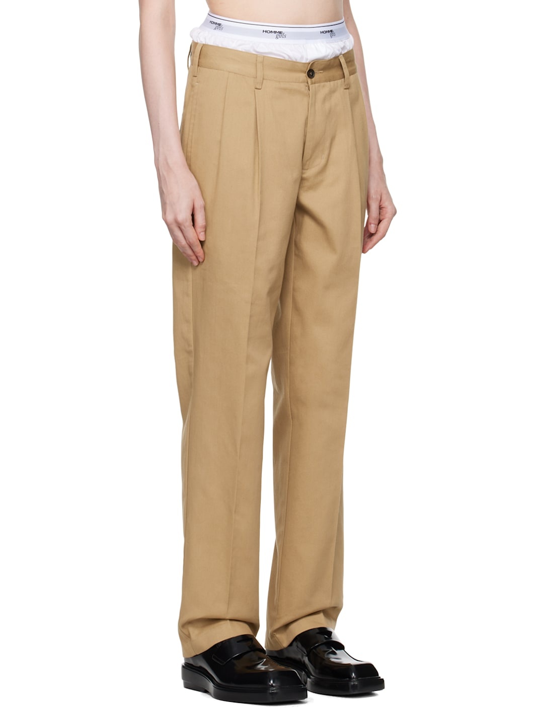 Beige Layered Trousers - 2