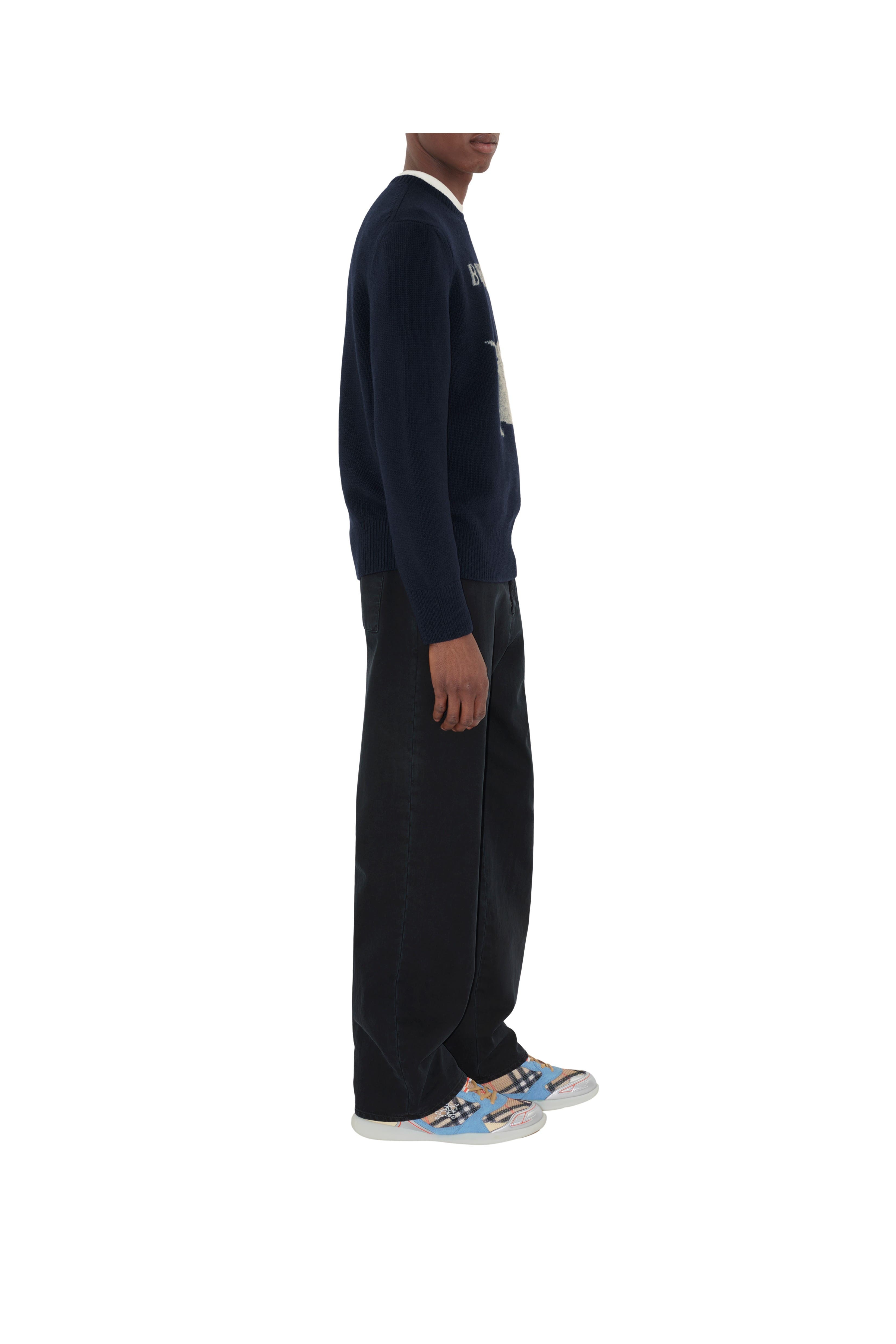 burberry EKD Wool Cashmere Sweater in Navy at Nordstrom - 3