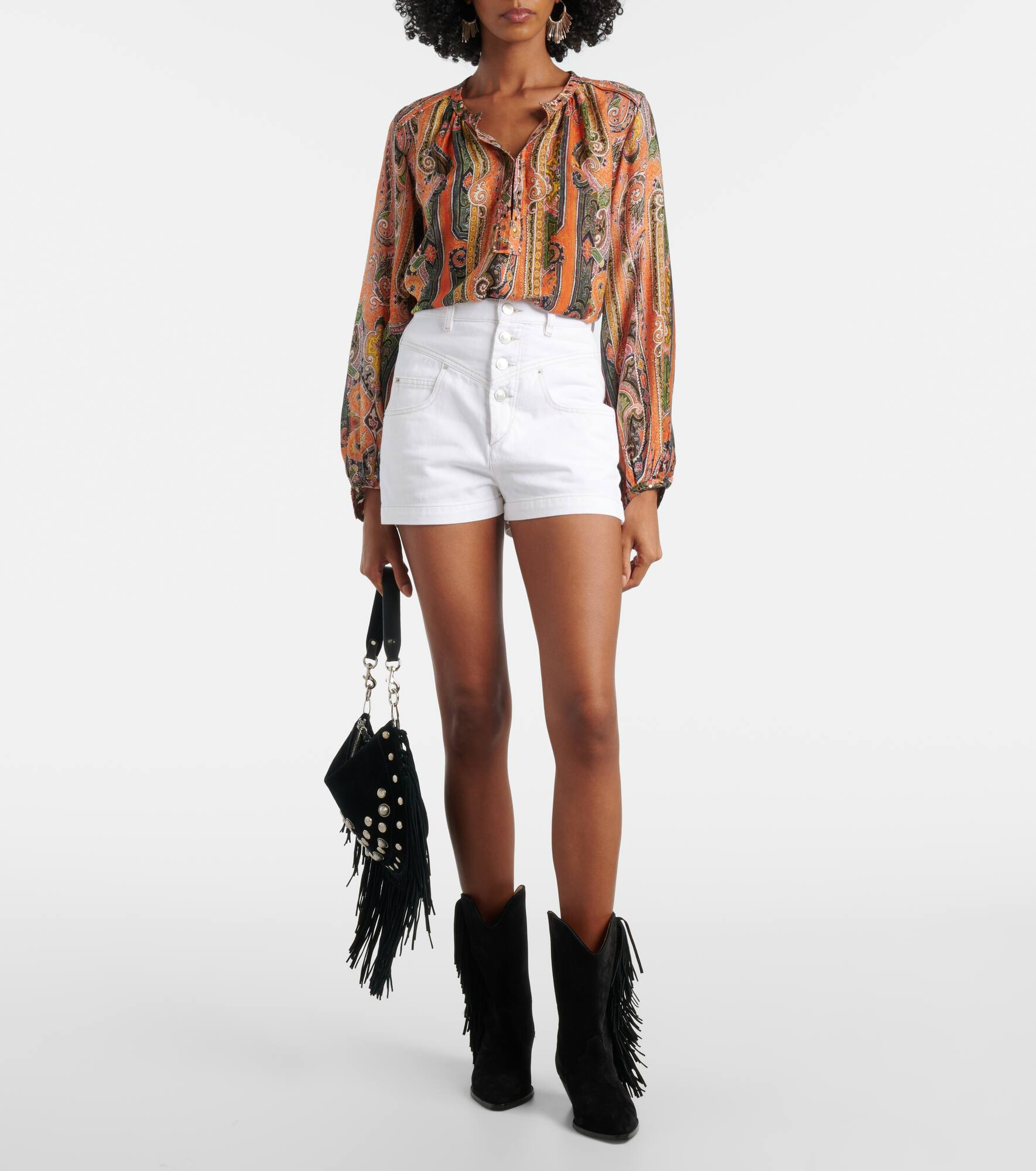 High-rise denim shorts - 2
