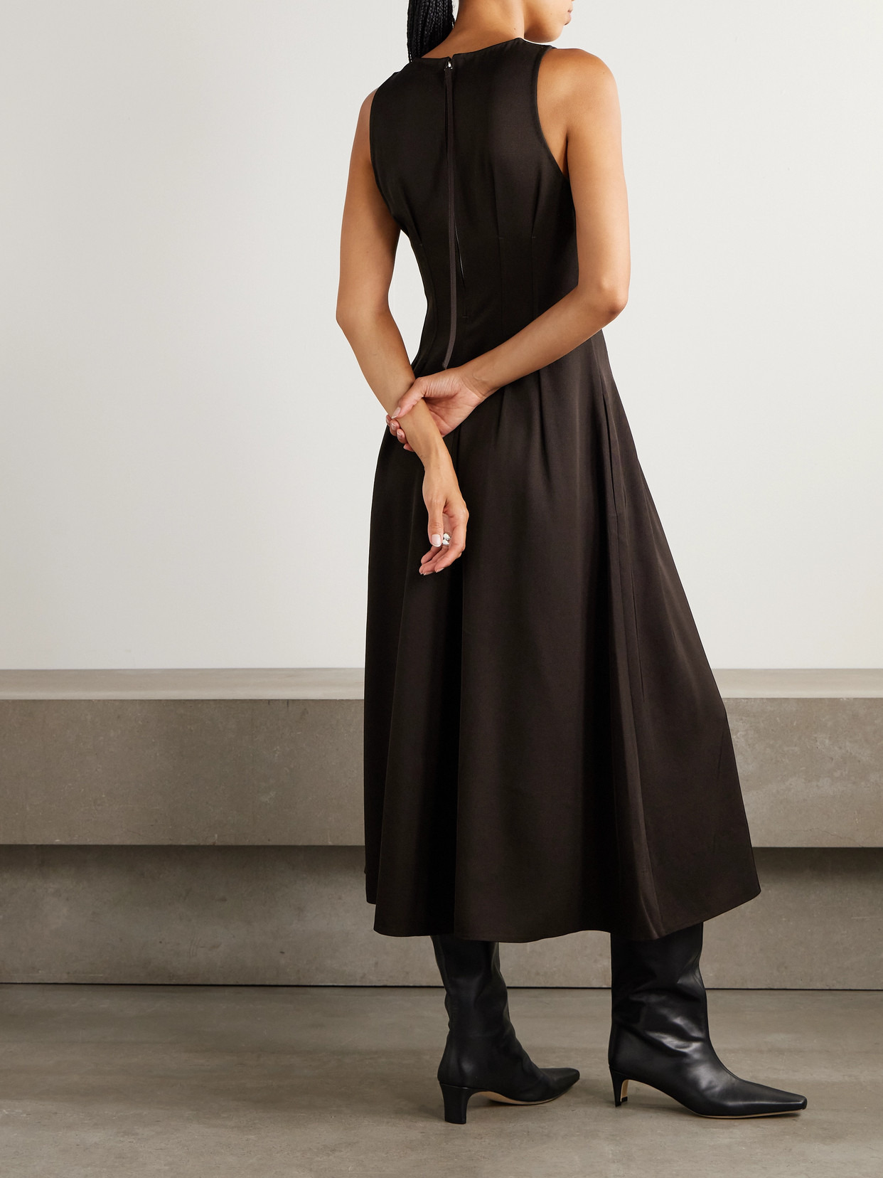 Bronwyn Pleated Twill Midi Dress - 3