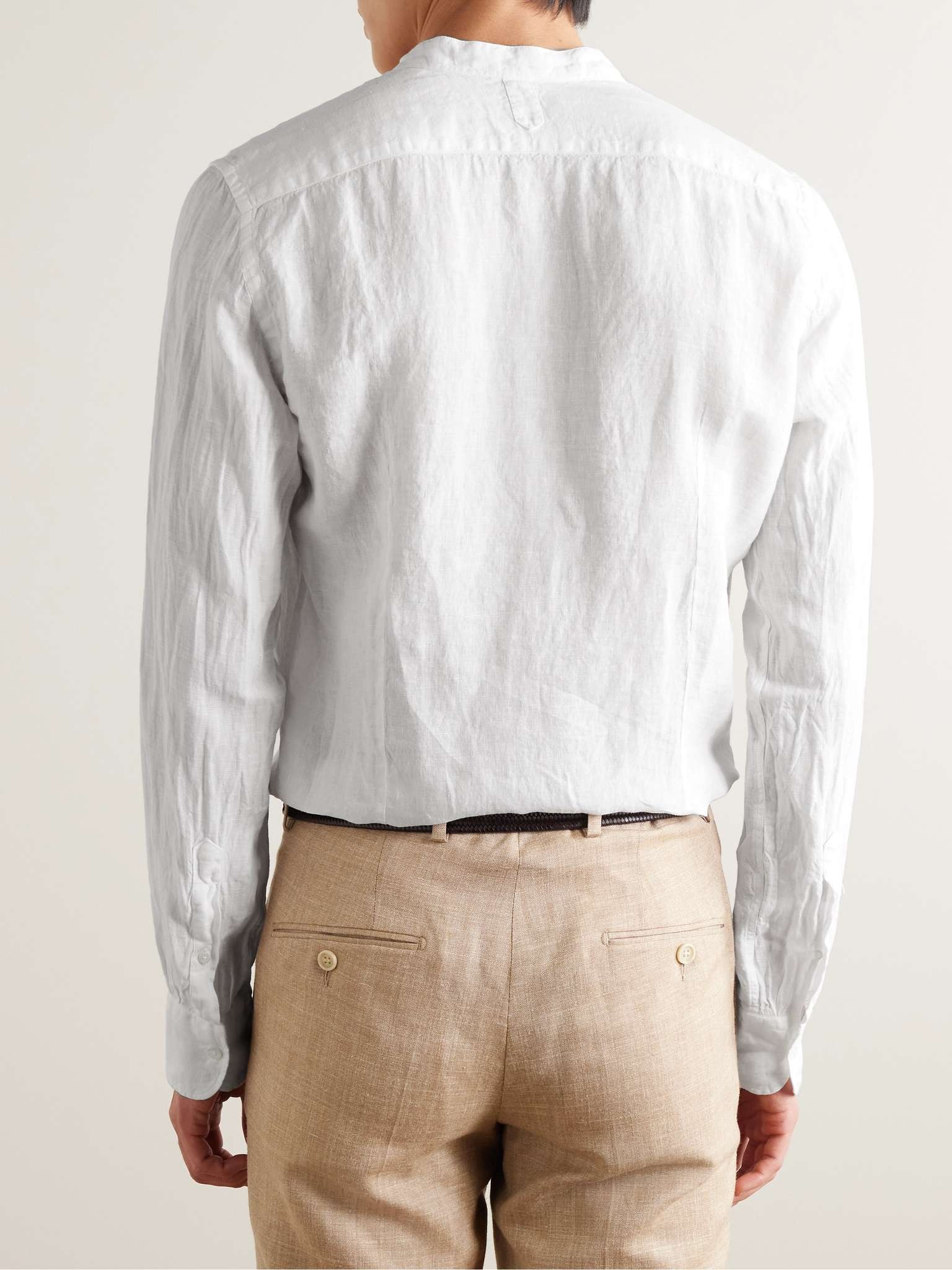 Grandad-Collar Linen-Gauze Shirt - 4