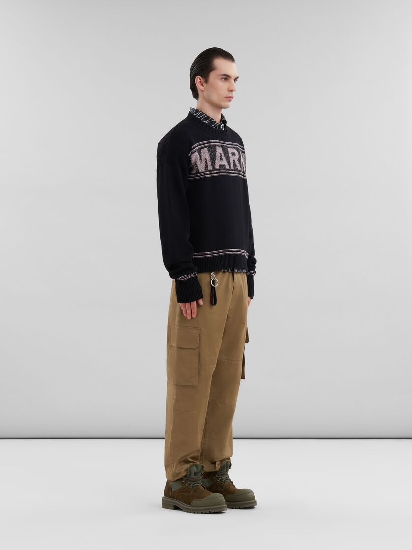 BLACK POPLIN BOWLING SHIRT WITH MARNI SCRIBBLE MOTIF - 5