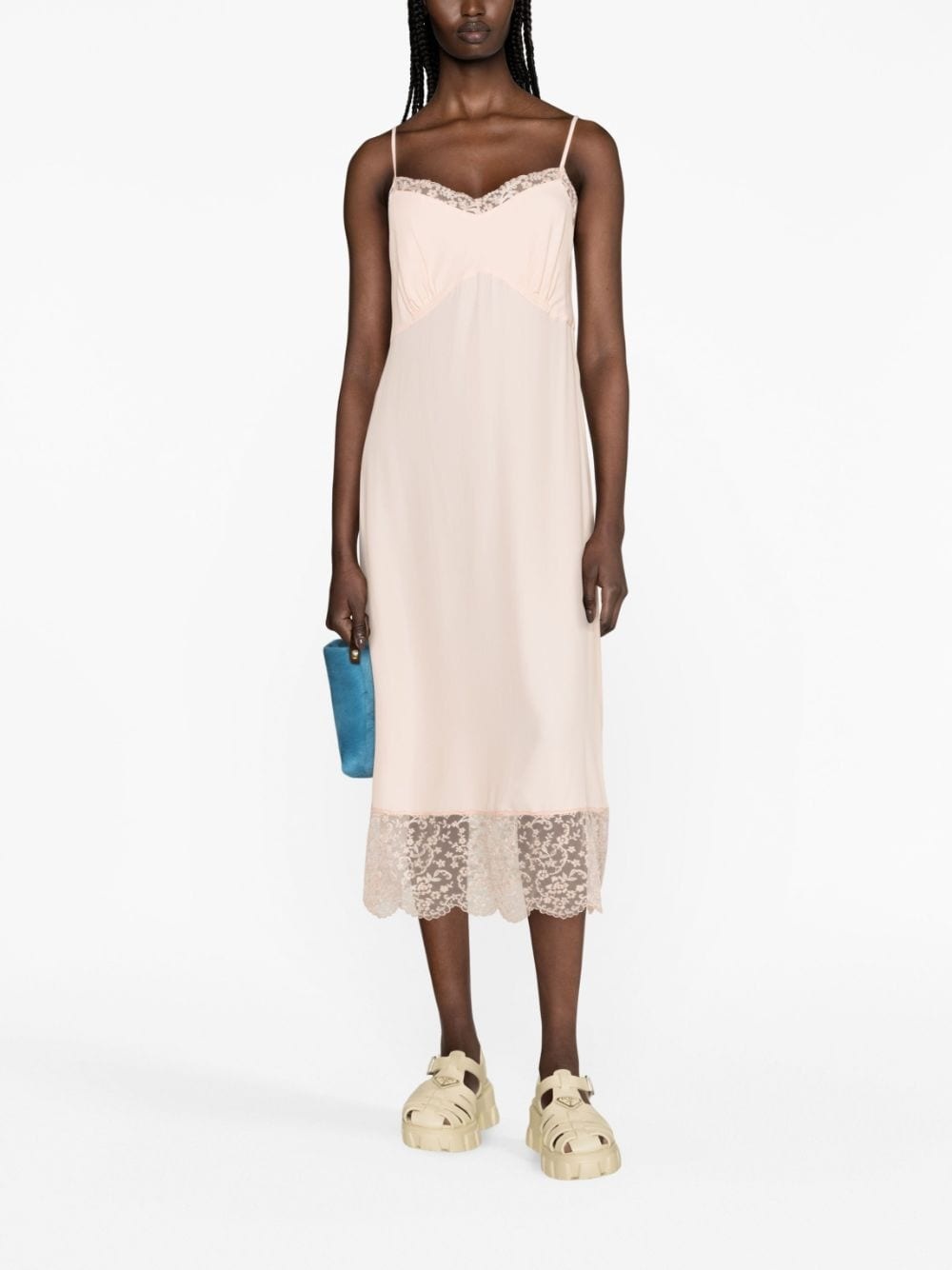 lace-trim slip dress - 3