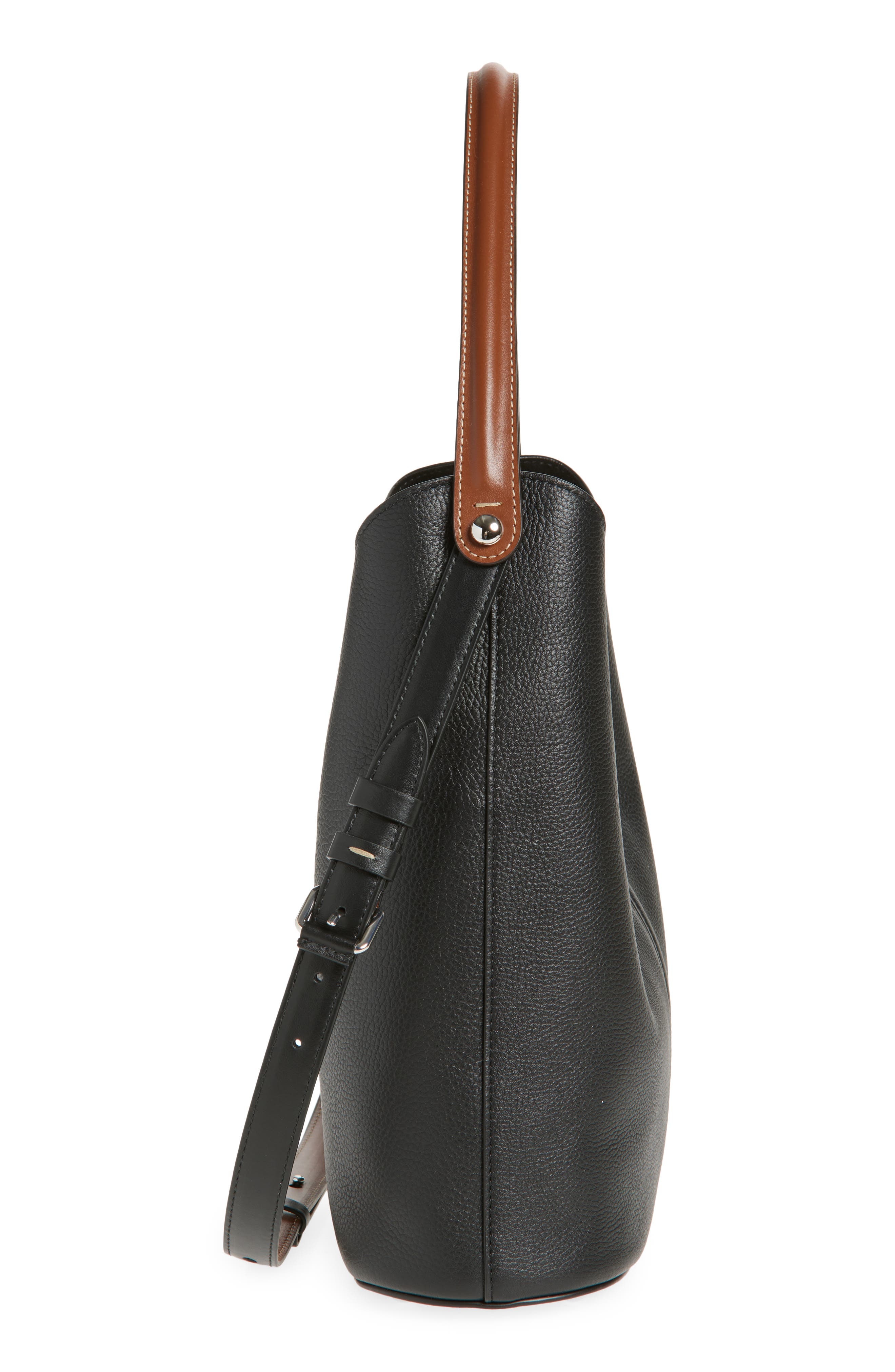 Maison Margiela Dress-age Leather Hobo Bag in Black/Chestnut/Black at Nordstrom - 6