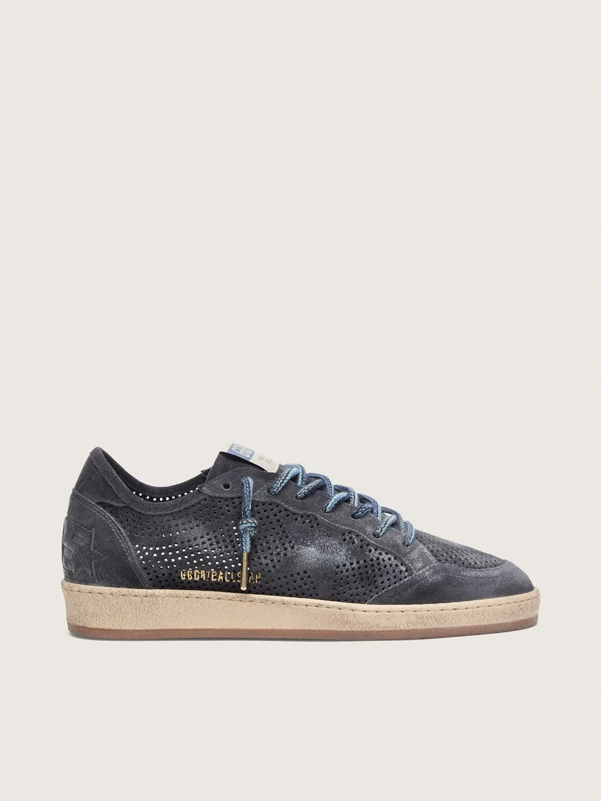 Men's Ball Star in dark blue perforated suede with dark blue suede star - 1