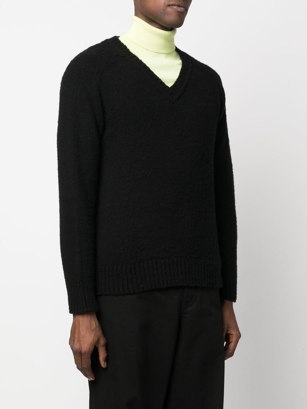 logo-patch V-neck jumper - 2
