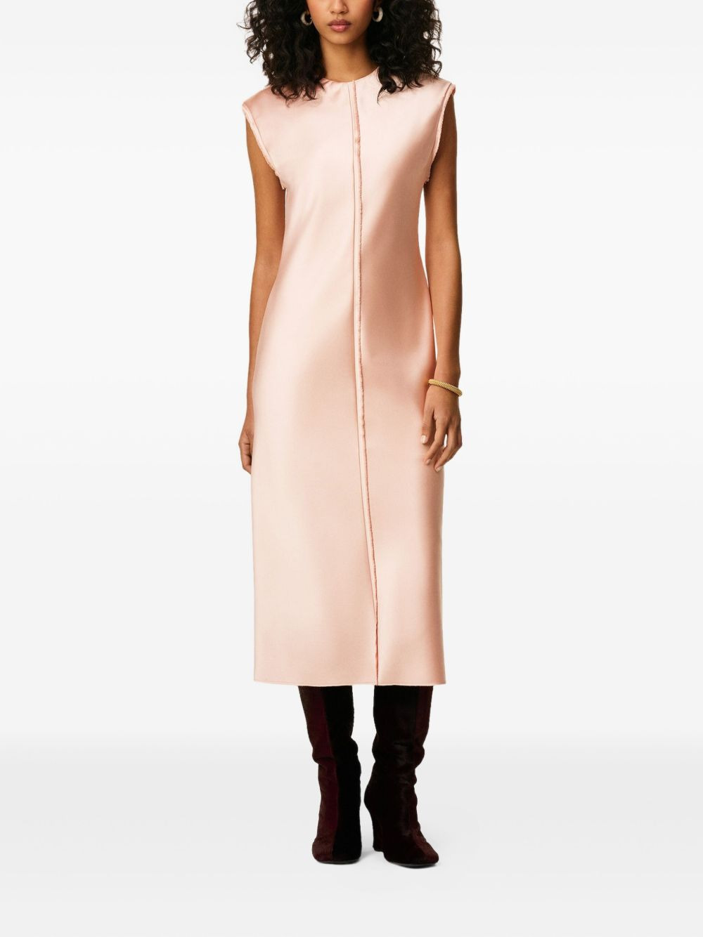 raw-edge satin dress - 2