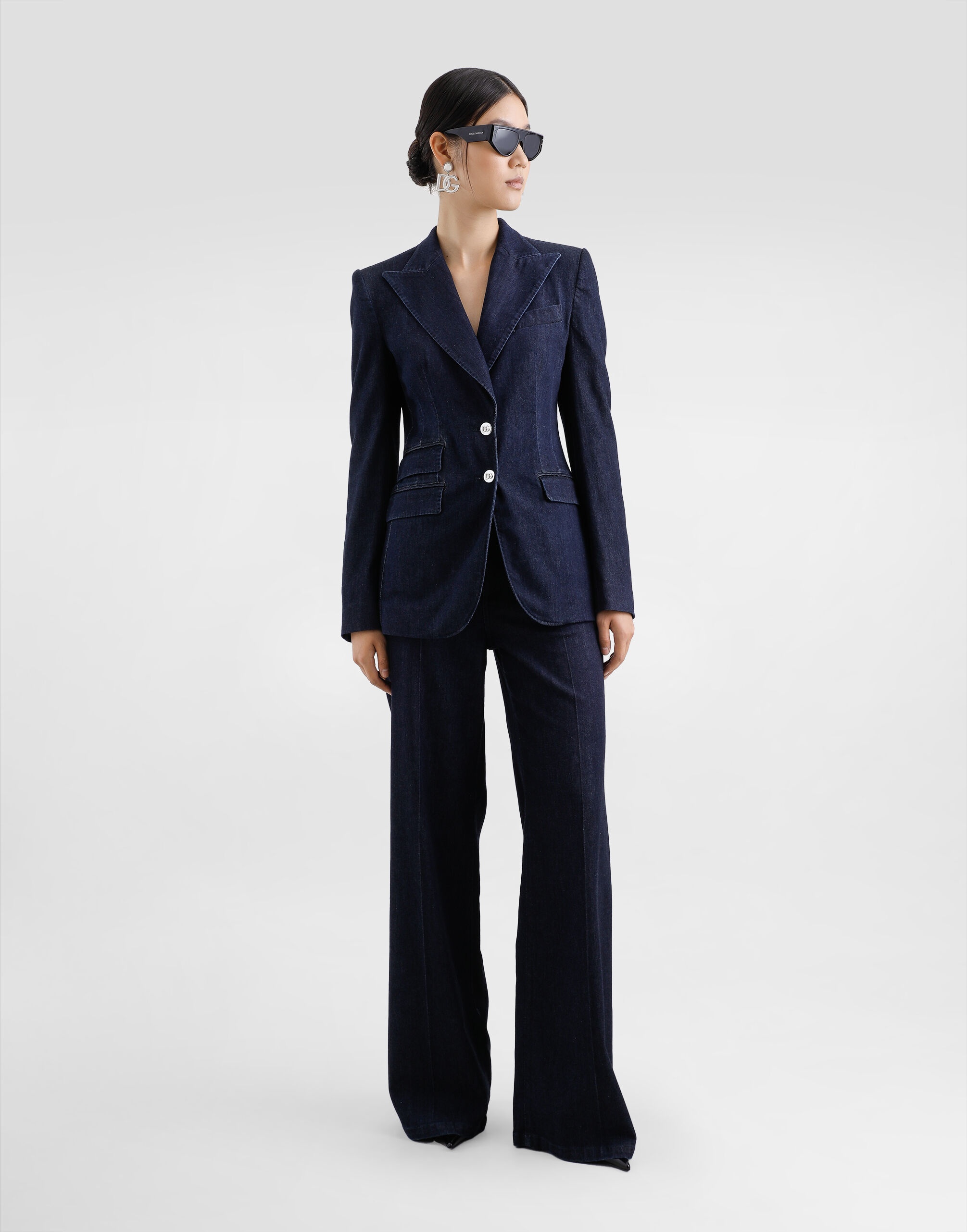 Single-breasted denim and silk Turlington jacket - 2