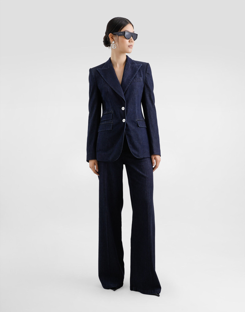 Dolce & Gabbana Single-breasted denim and silk Turlington jacket outlook