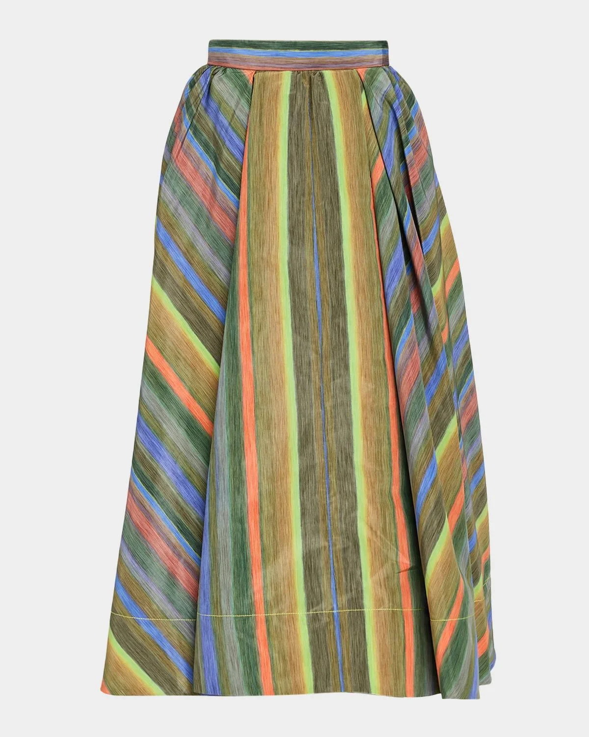 Louie Striped Taffeta Full Midi Skirt - 1