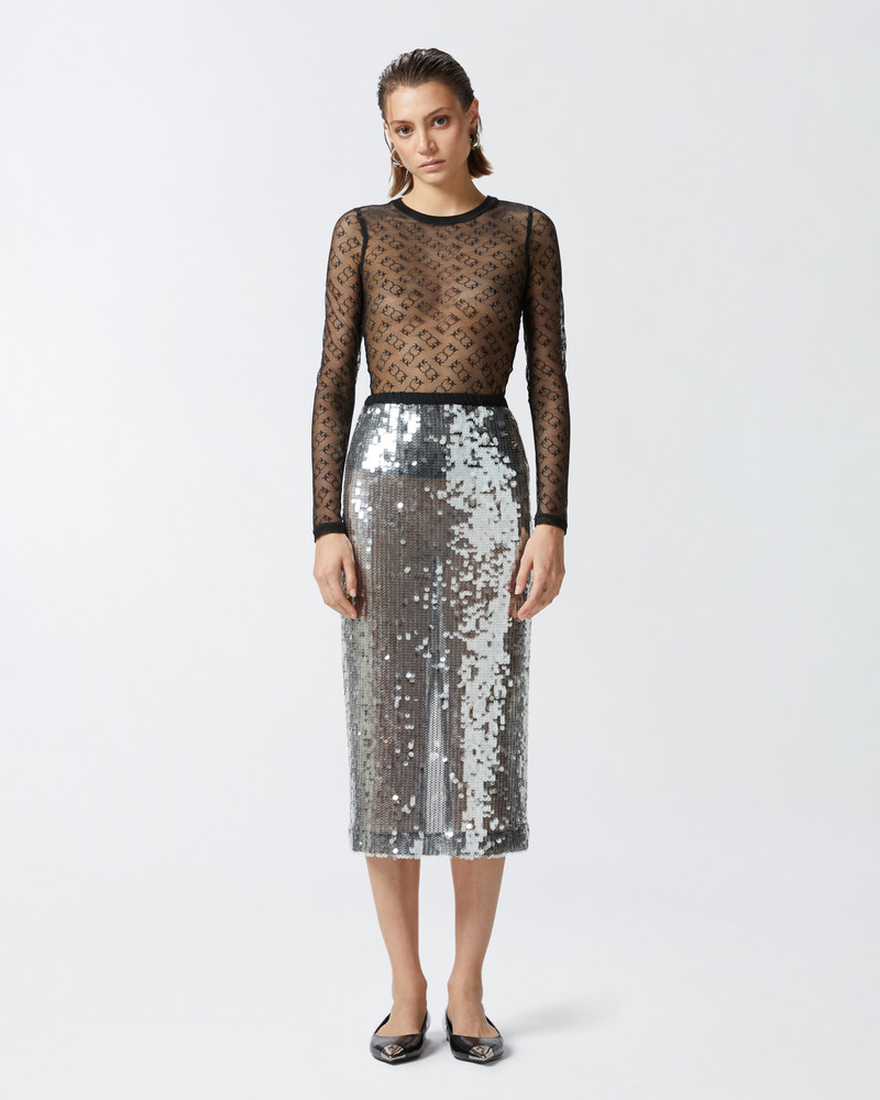 PINKO SEQUINNED MESH PENCIL SKIRT outlook