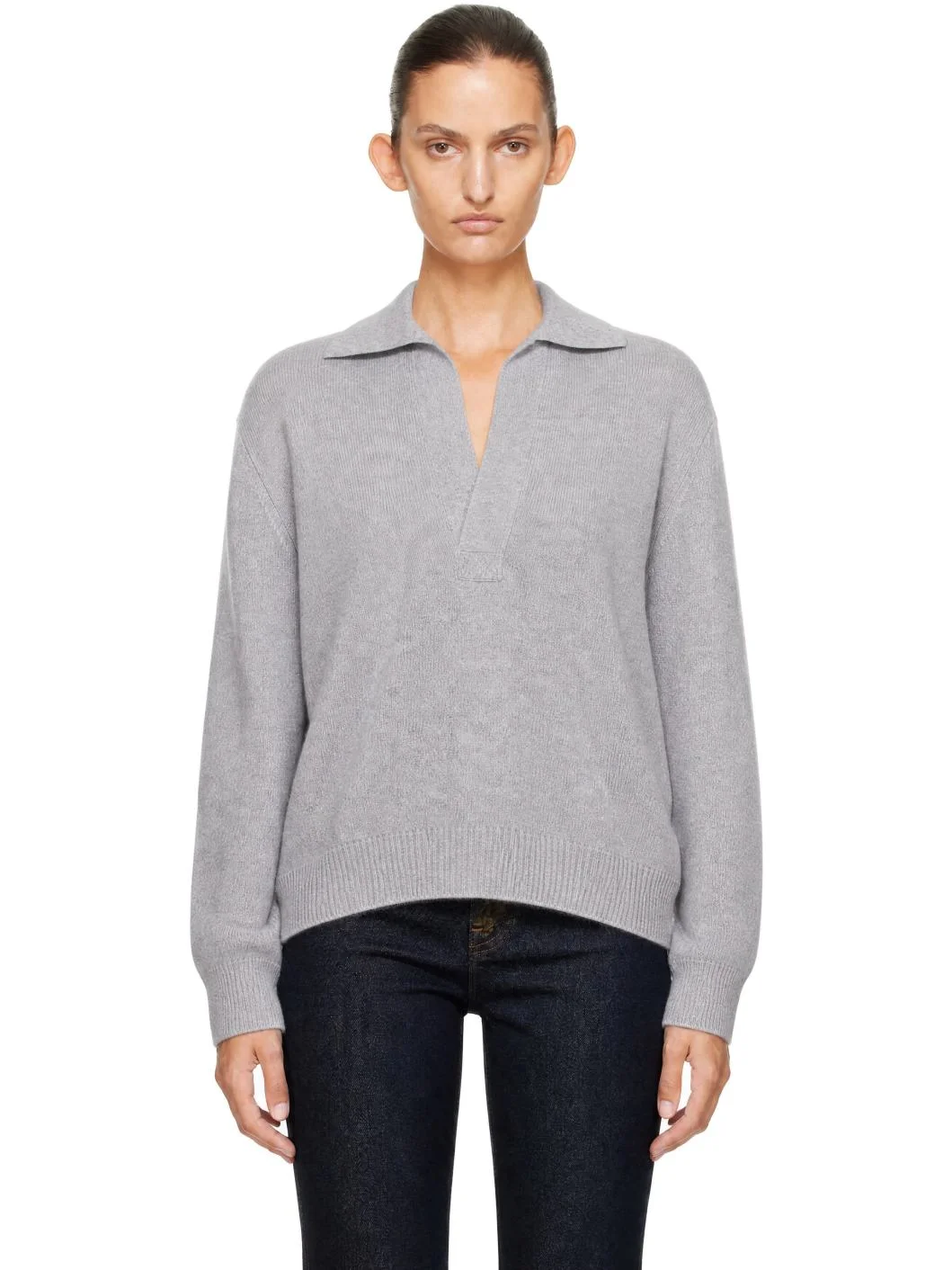 Gray Genevieve Polo Sweater - 1