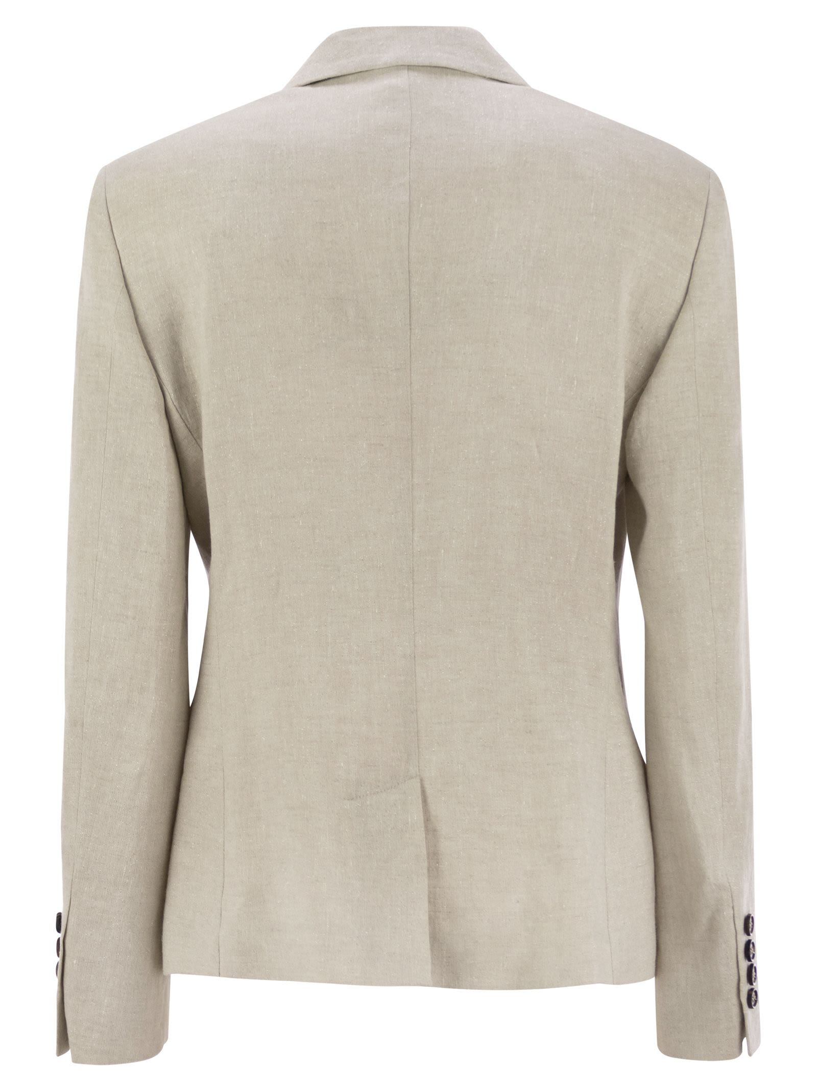 Brunello Cucinelli Women Sparkling Linen Canvas Jacket With Jewellery - 2