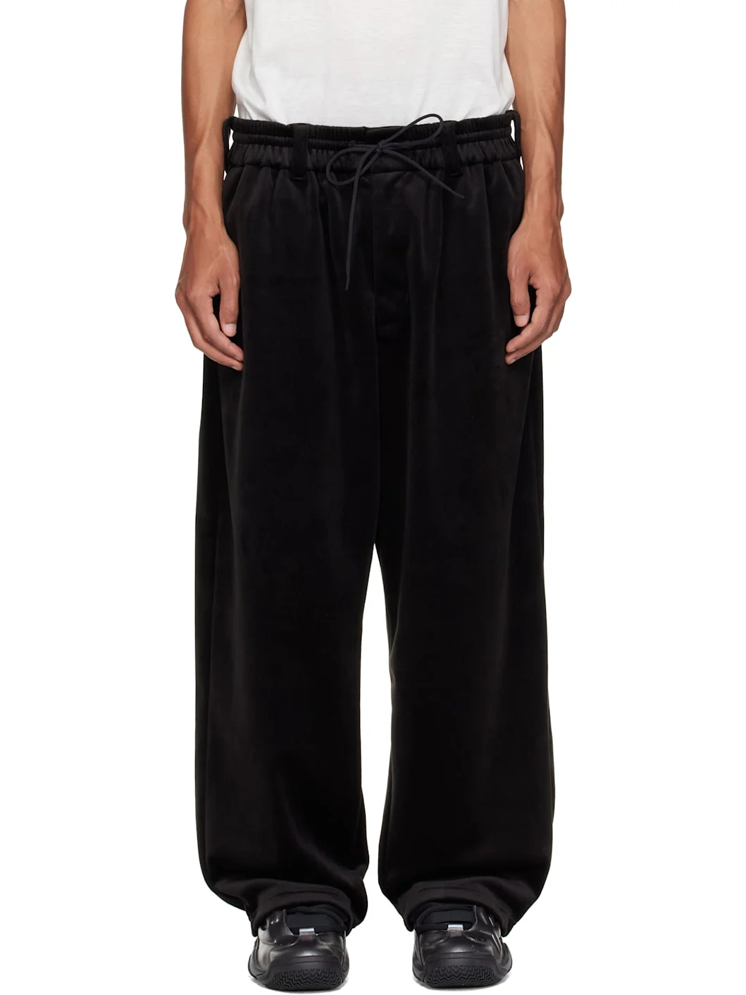 Black Velvet Corduory Track Pants - 1