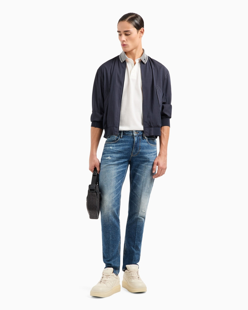 EMPORIO ARMANI J06 SLIM-FIT, WASHED STRETCH-DENIM JEANS WITH RIPS AND VEINING outlook
