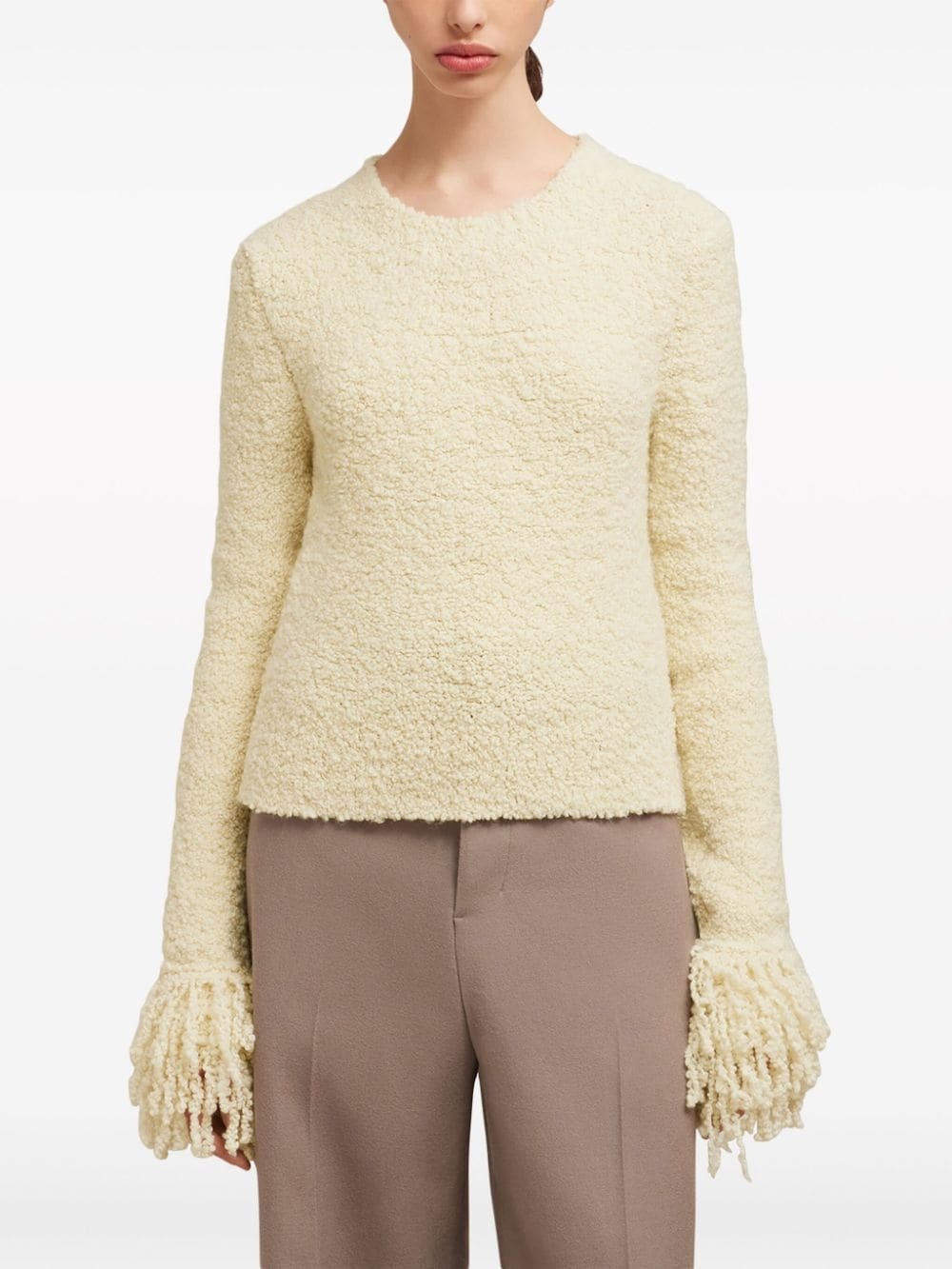 fringed-trim cropped jumper - 5