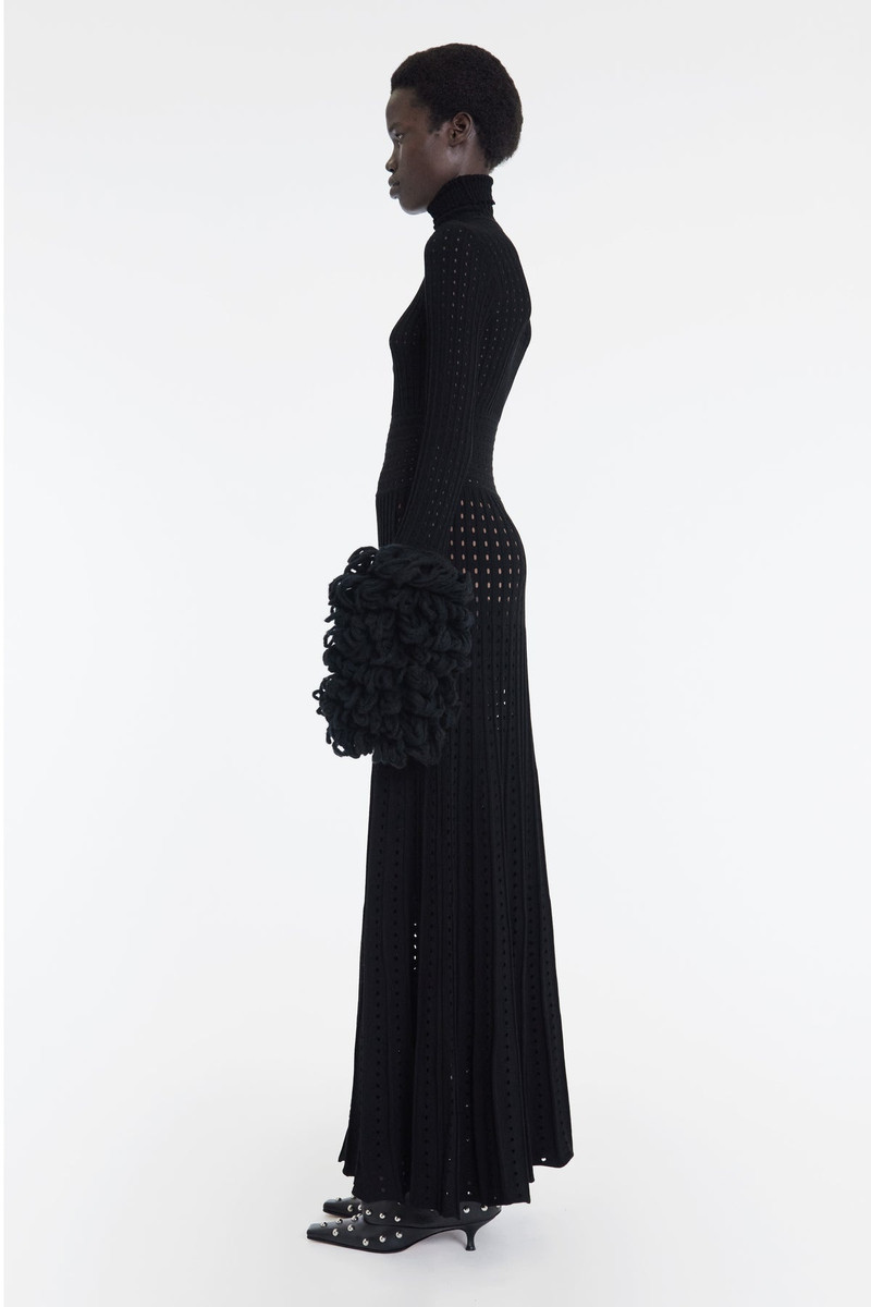 A.W.A.K.E. MODE PERFORATED KNIT MAXI DRESS WITH THREADED CUFFS BLACK outlook