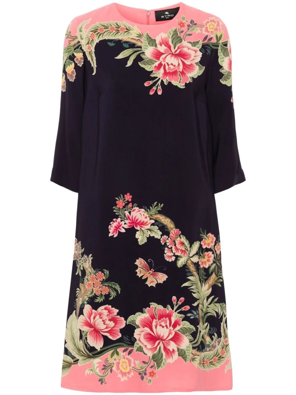 floral-print silk midi dress - 1