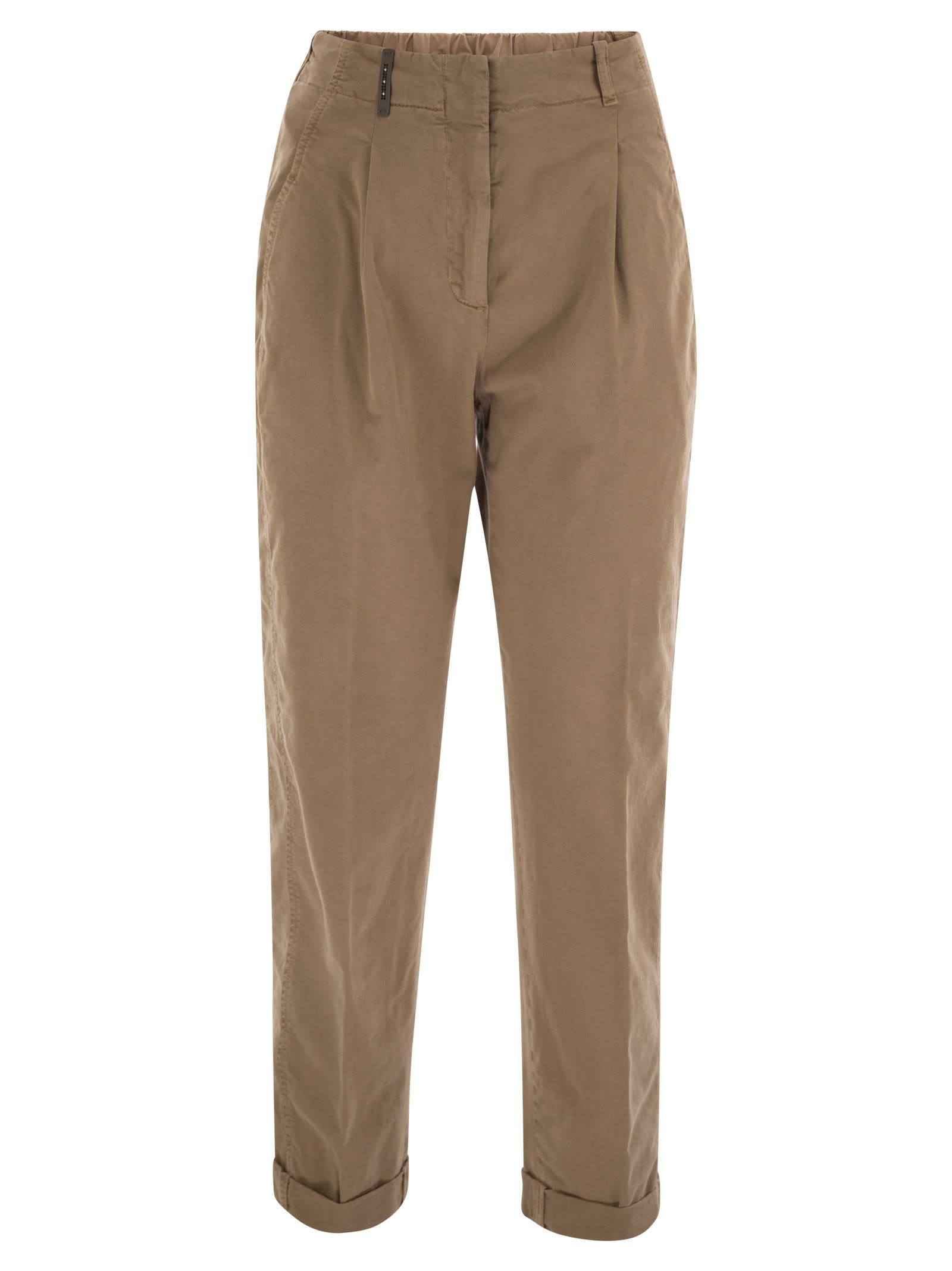 Peserico - Peserico Women Garment Dyed Stretch Cotton Gabardine Trousers - 1