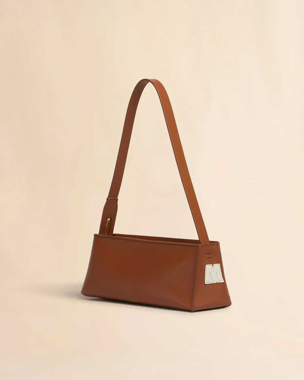 BROWN LEATHER MUSEO BAGUETTE BAG - 6