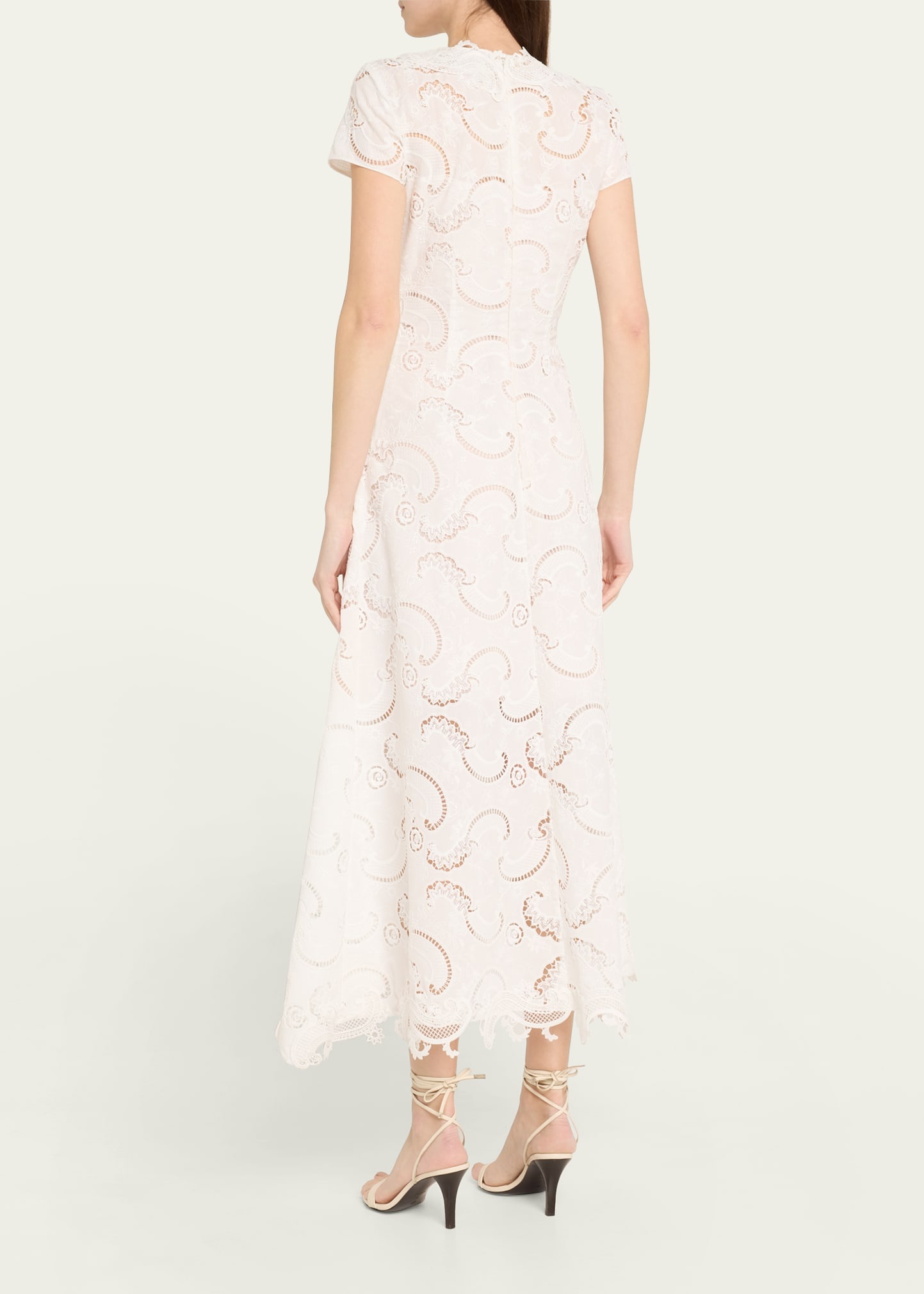 Scroll Guipure Lace High-Low Day Dress - 3