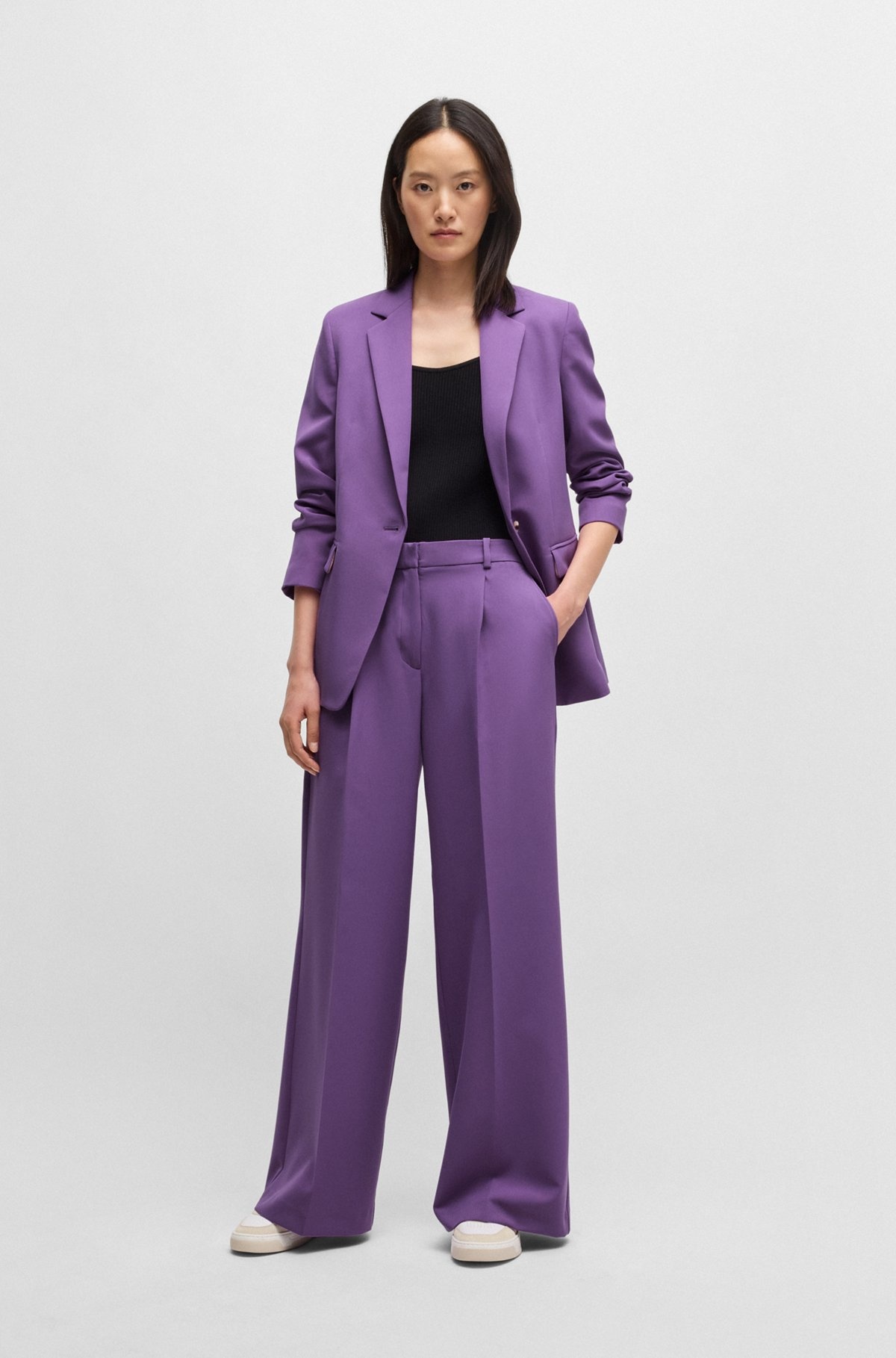 SINGLE-BREASTED JACKET IN STRETCH FABRIC - 3