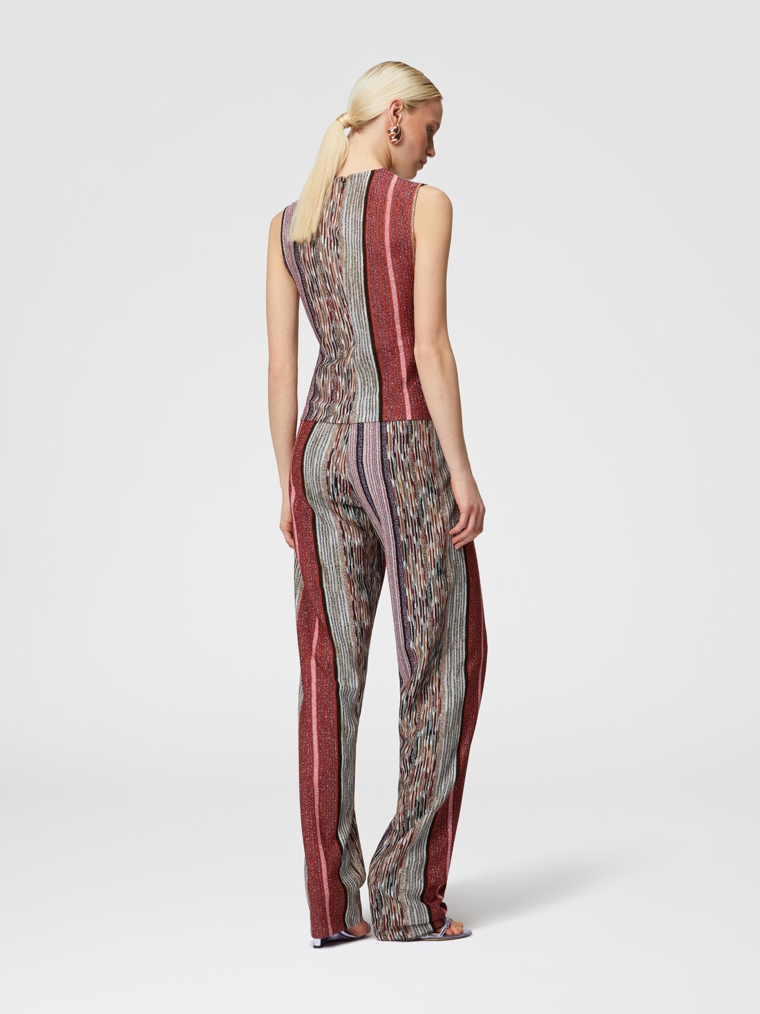Sleeveless top in lamé slub viscose - 3