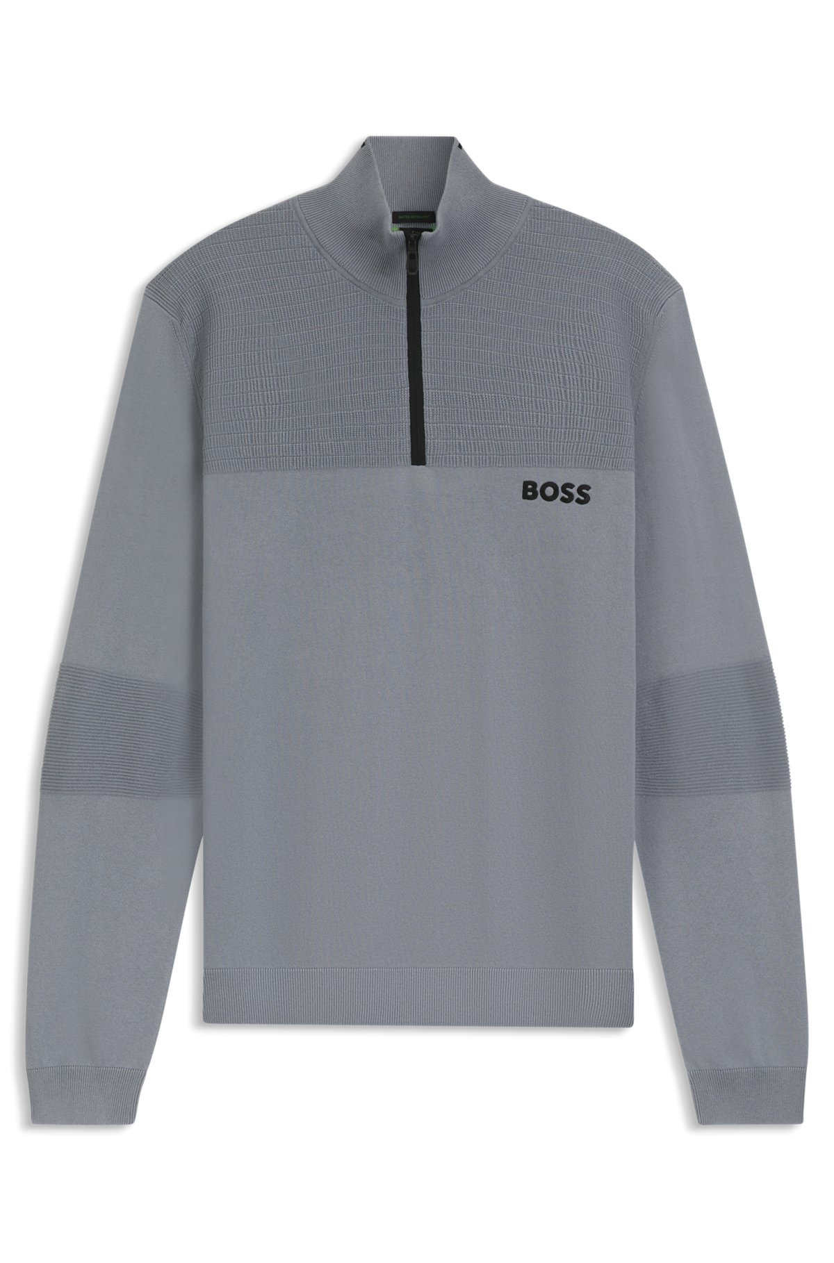 WATER-REPELLENT COTTON SWEATER WITH ZIP NECK - 1