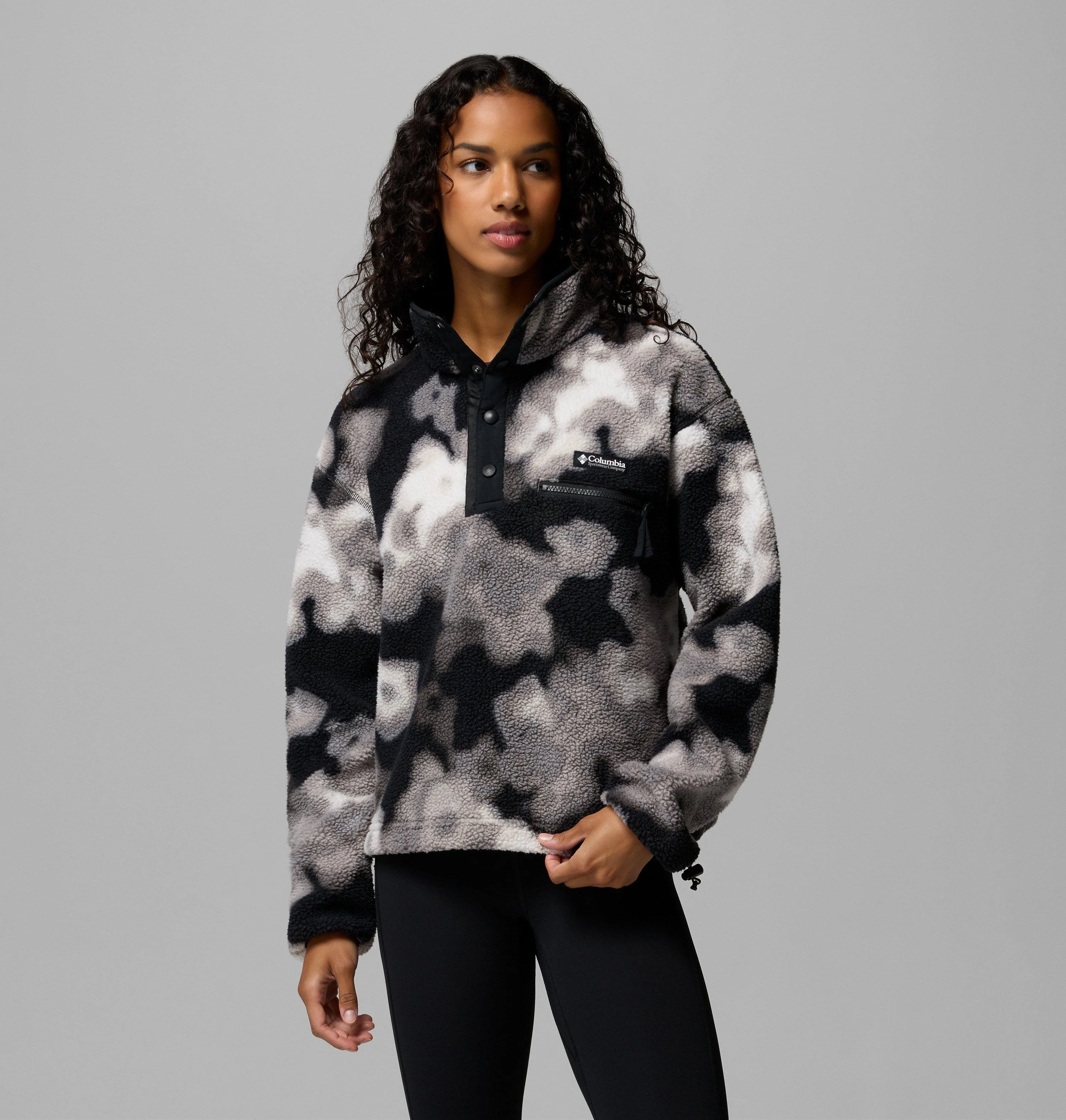 Women's Helvetia II Printed Cropped Half Snap Fleece Pullover - 1